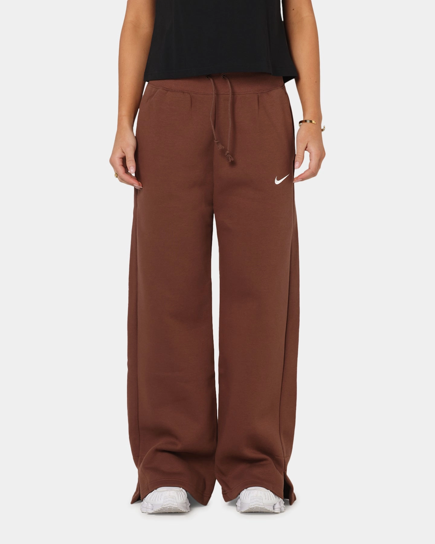 Freedom Move Nike Women's Sportswear Phoenix Fleece High Waisted Wide Leg Sweat Pants Fauna Brown/Sail