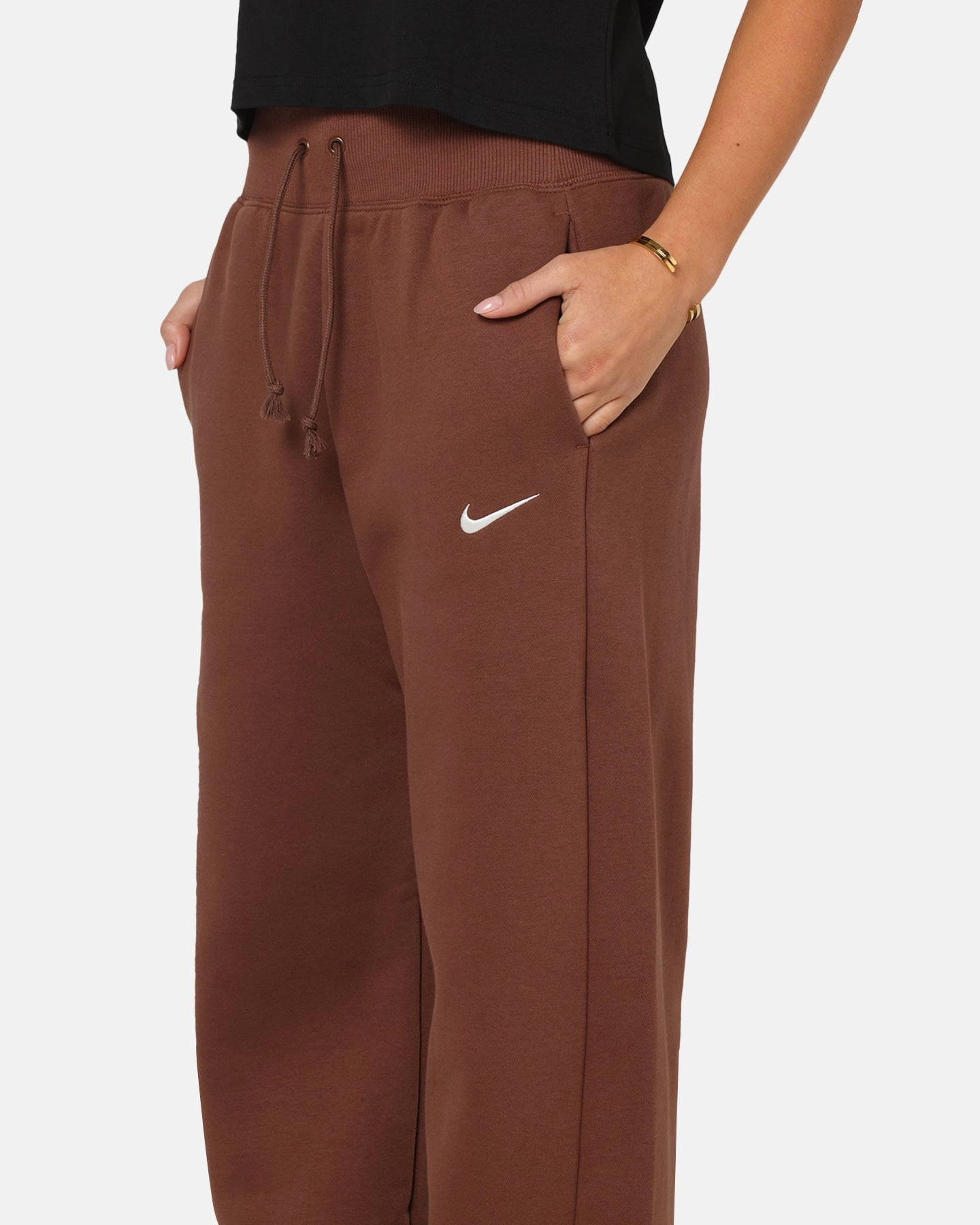 Nike Women's Sportswear Phoenix Fleece High Waisted Wide Leg Sweat Pants Fauna Brown/Sail Cozy Comfort
