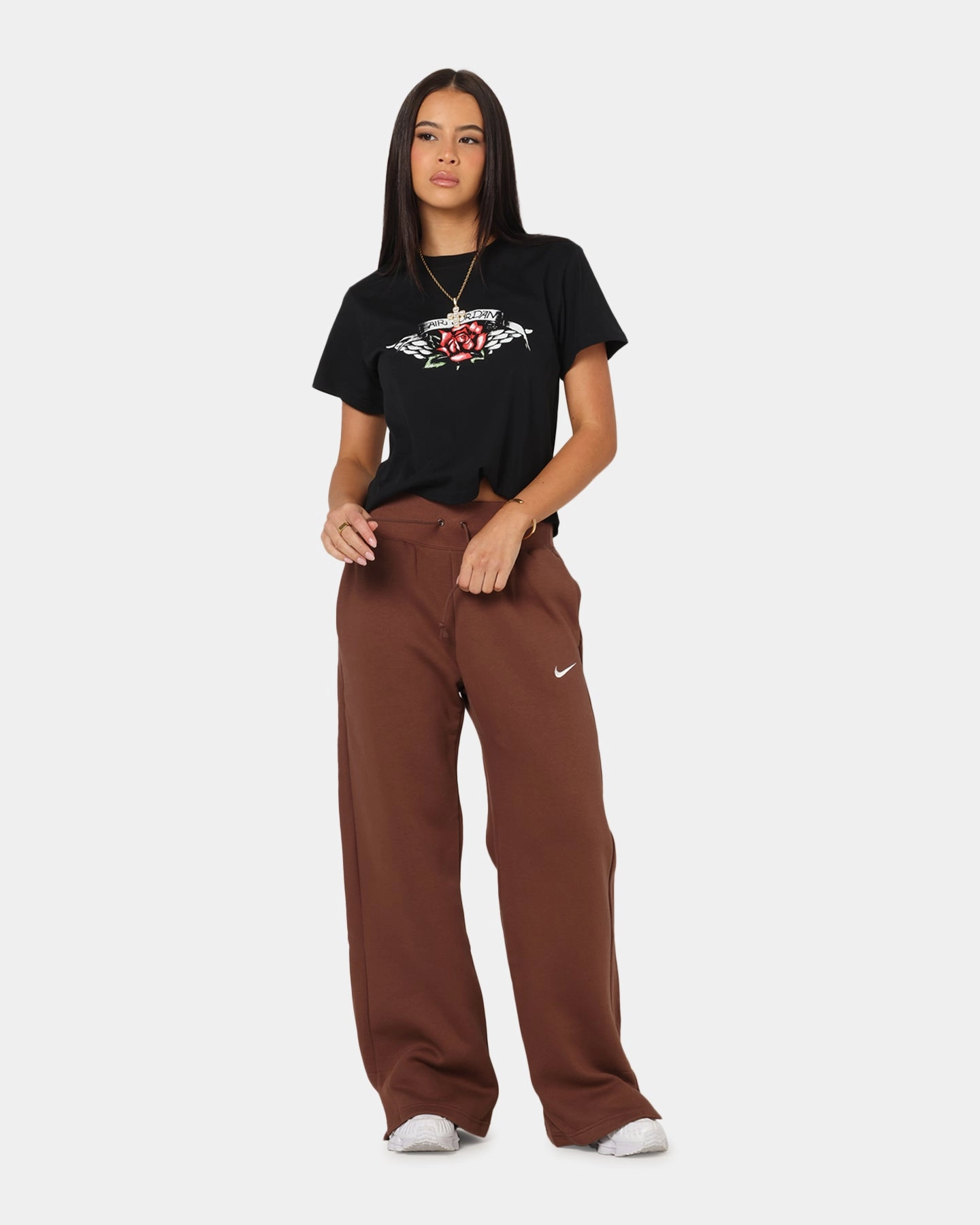 All-Day Wear Nike Women's Sportswear Phoenix Fleece High Waisted Wide Leg Sweat Pants Fauna Brown/Sail