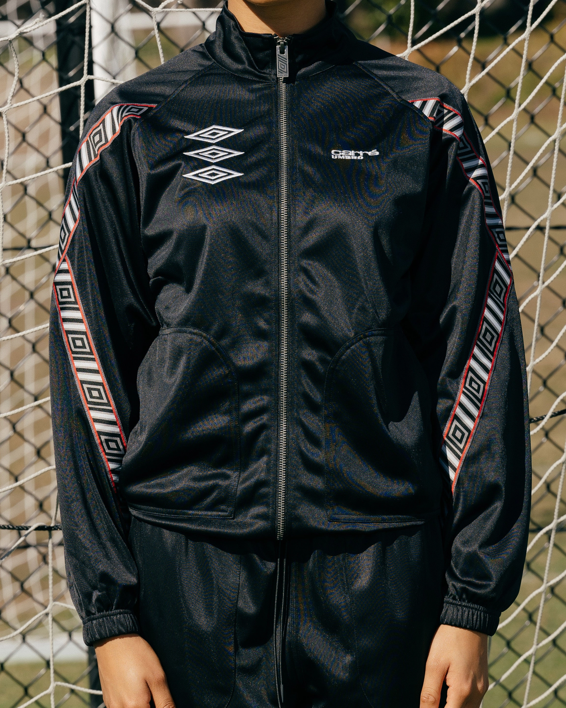 Non Restrictive Collar Flexible Quilted Panels Carr?? X Umbro Unity Track Jacket Black