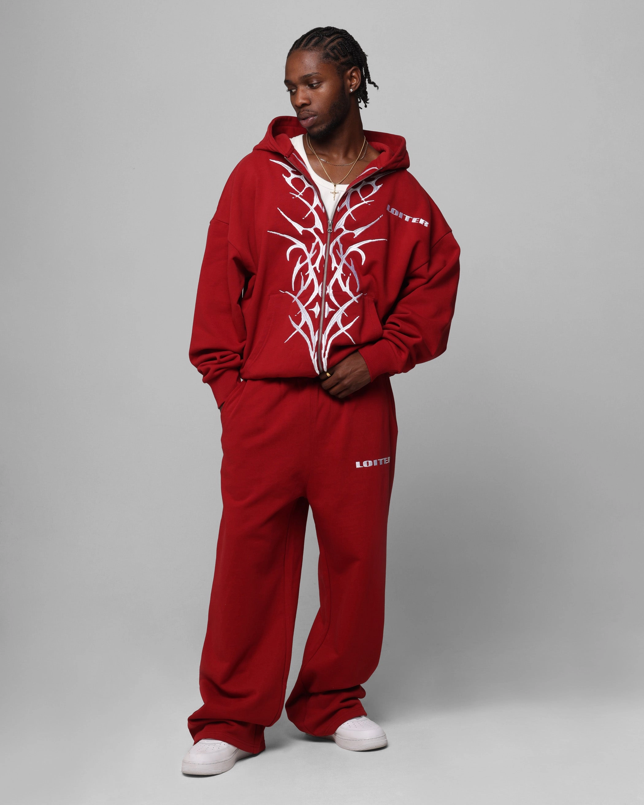 Loiter Blood Born Track Pants Burgandy AntiStaticTreatment