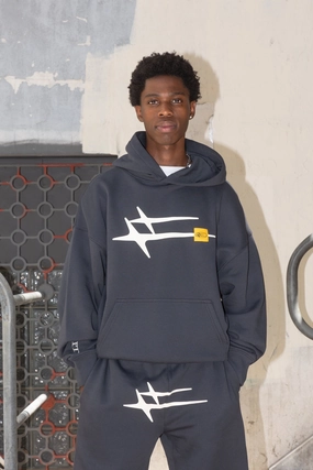 Loiter Hybrid Premium Hoodie Charcoal Fashion Night Non Restrictive Collar