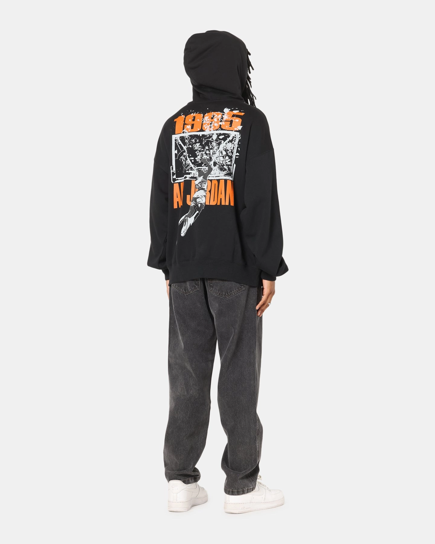 athletic style Jordan Brooklyn Shattered Back Board Oversized Pullover Hoodie Black