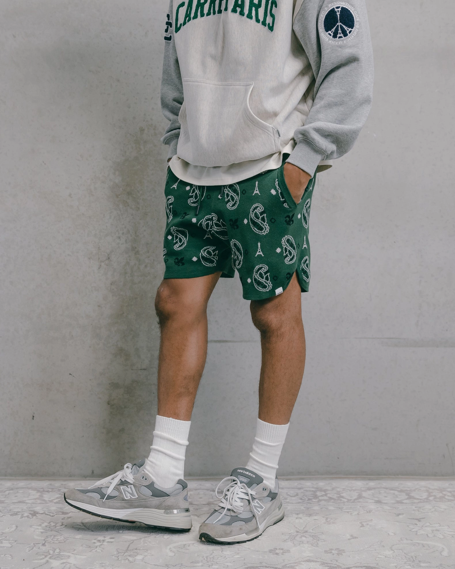 Carre Big Bandana Knitted Shorts Green Simple Fit