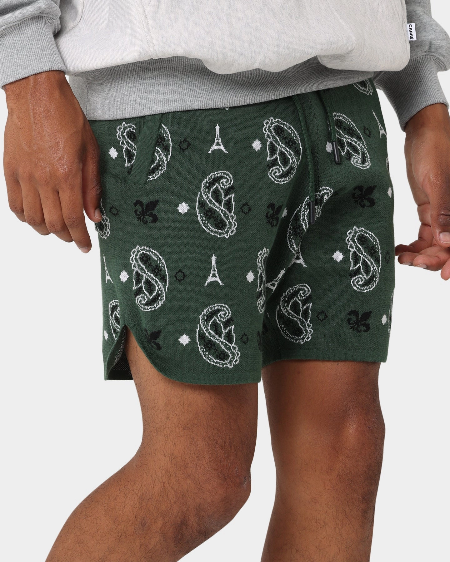 Athletic Vibe Carre Big Bandana Knitted Shorts Green