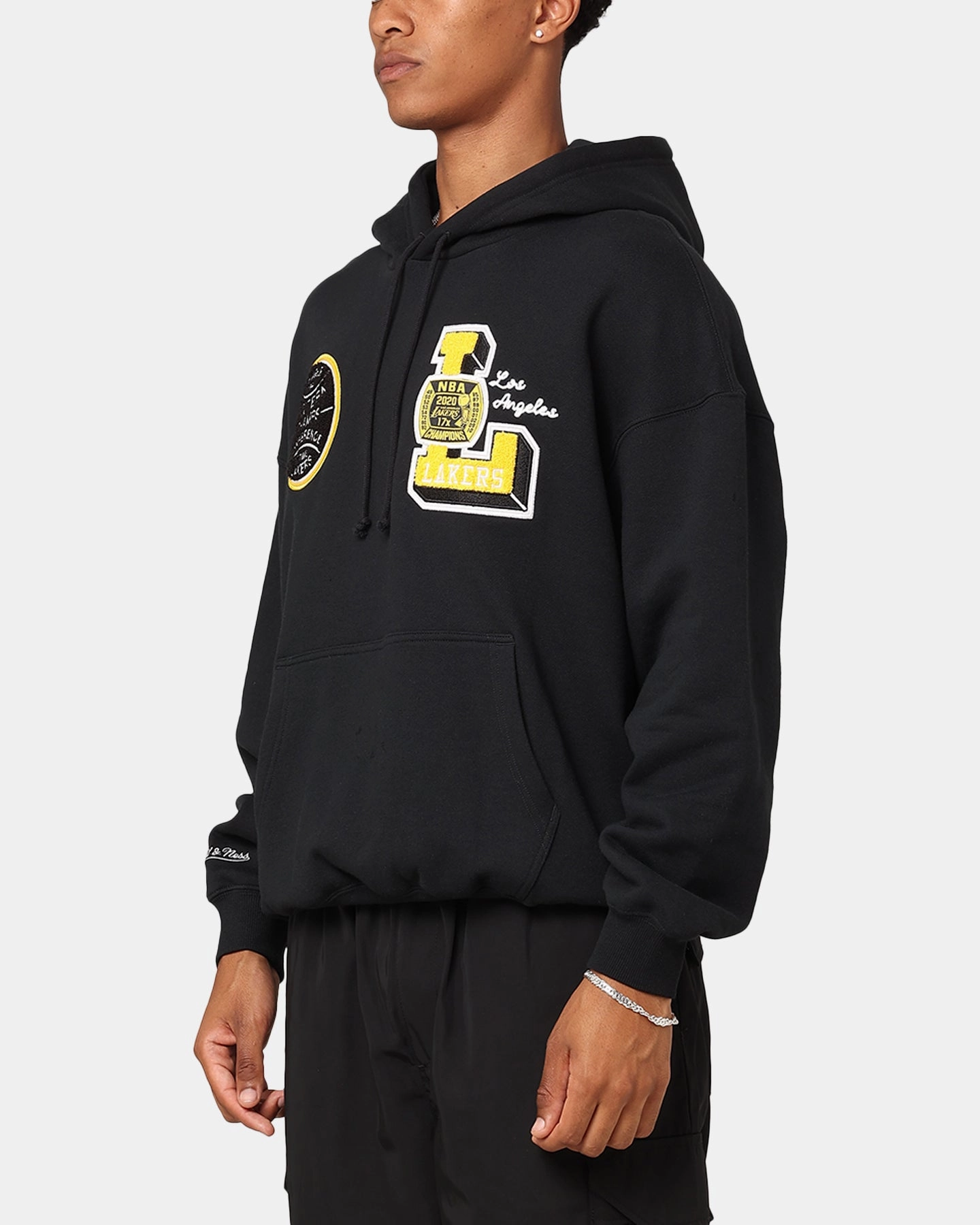Magnetic Closure ReversibleStyle Mitchell & Ness Los Angeles Lakers Conference Hoodie Faded Black