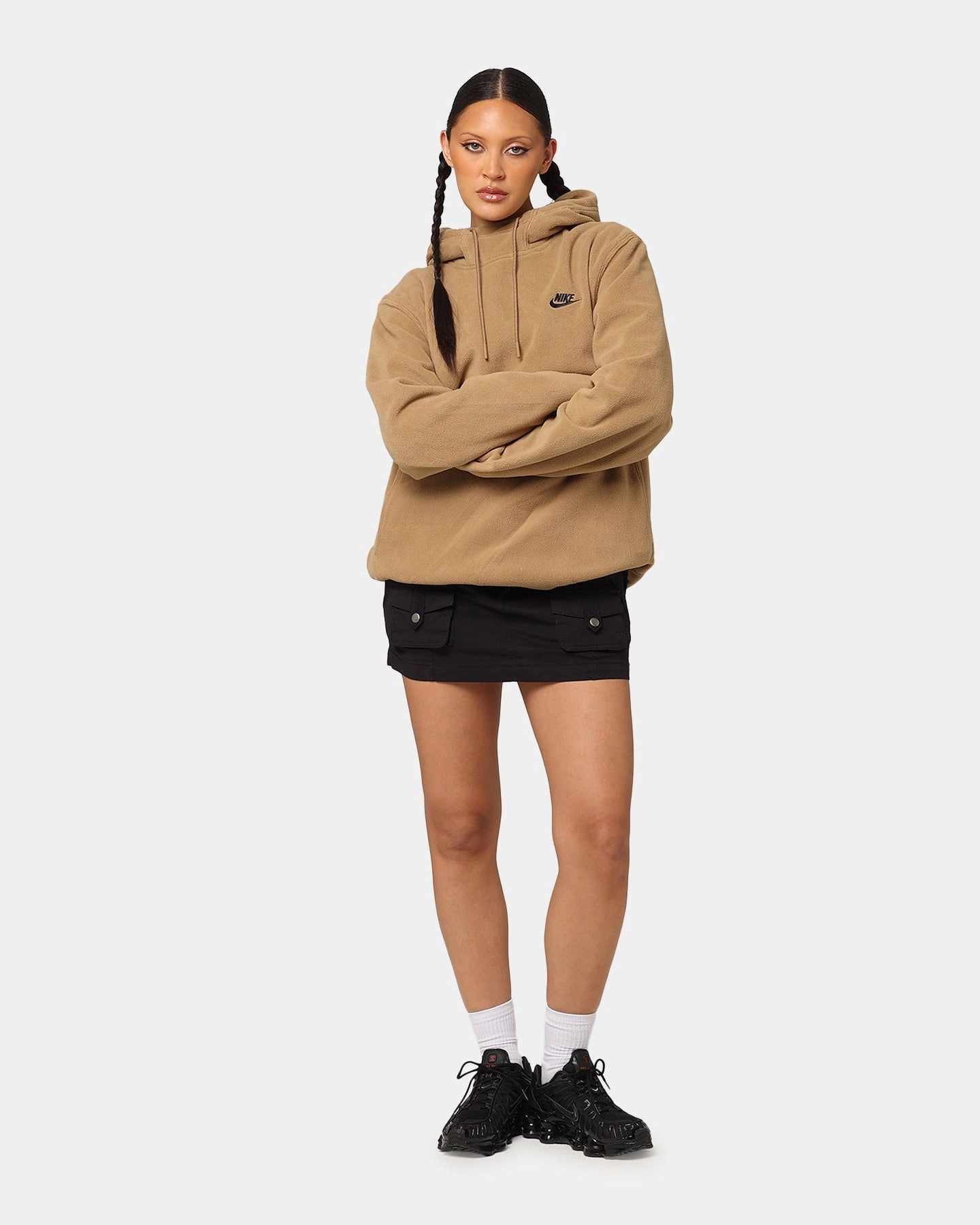 WindproofConstruction Nike Fleece Winter Pullover Hoodie Dark Driftwood/Black