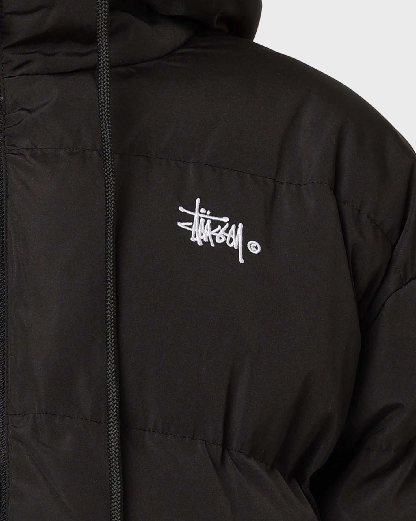 Stussy Women's Graffiti Hood Puffer Jacket Black Class