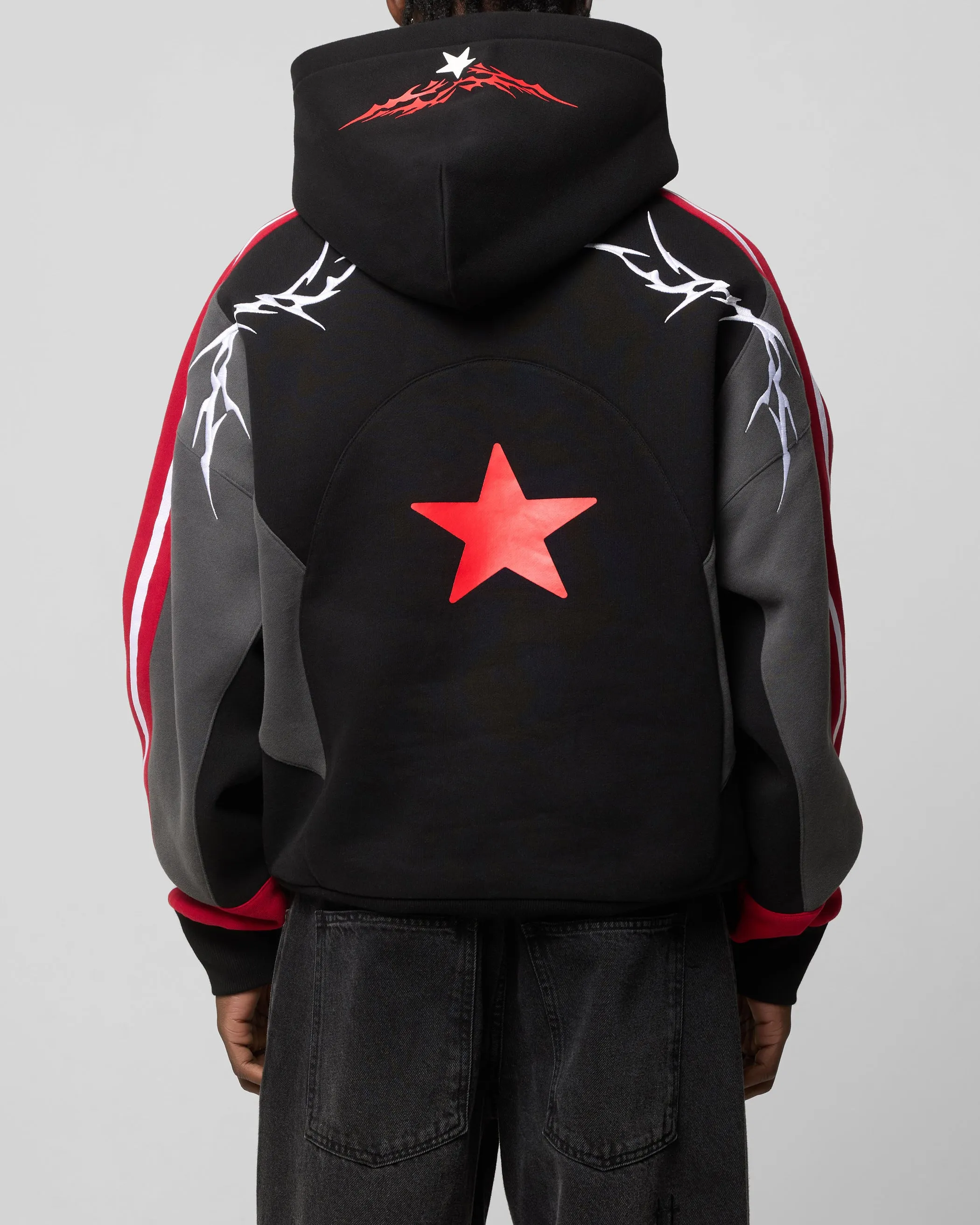 Work Ready Loiter Hunter Patchwork Hoodie Black/Red