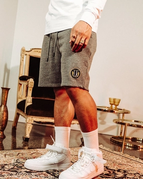 Rubberized Waistband Last Kings Kingdom Sweat Shorts Grey Marble
