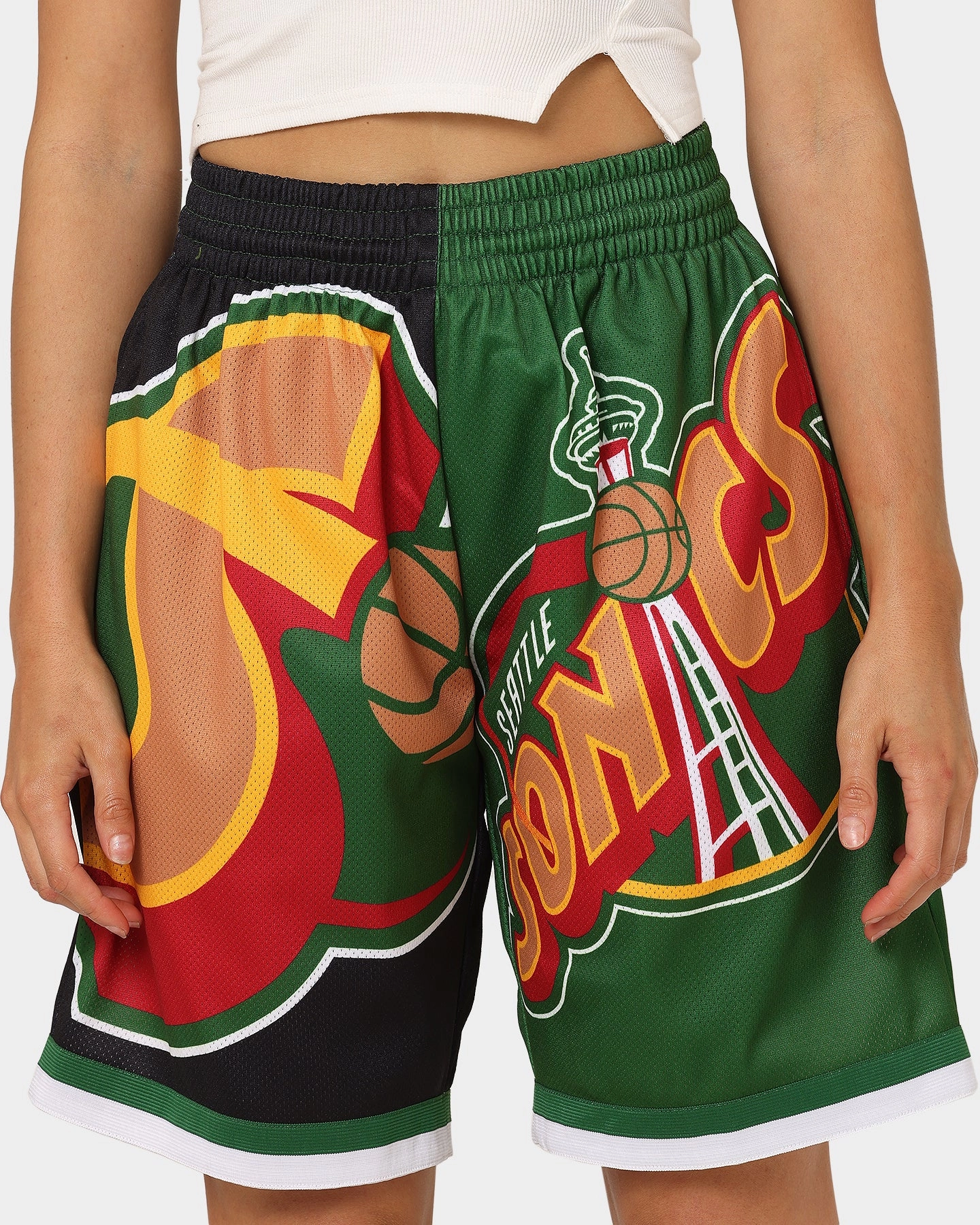 Hot Weather Mitchell & Ness Seattle Supersonics Big Face Shorts 5.0 Black