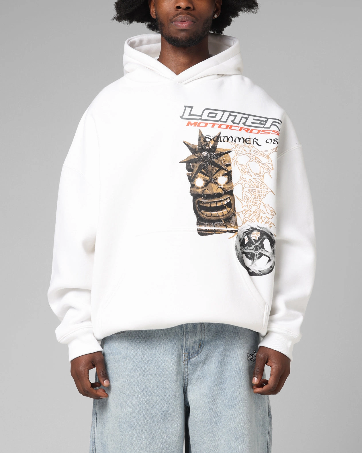 Loiter Summer Motocross Hoodie White Sleepwear