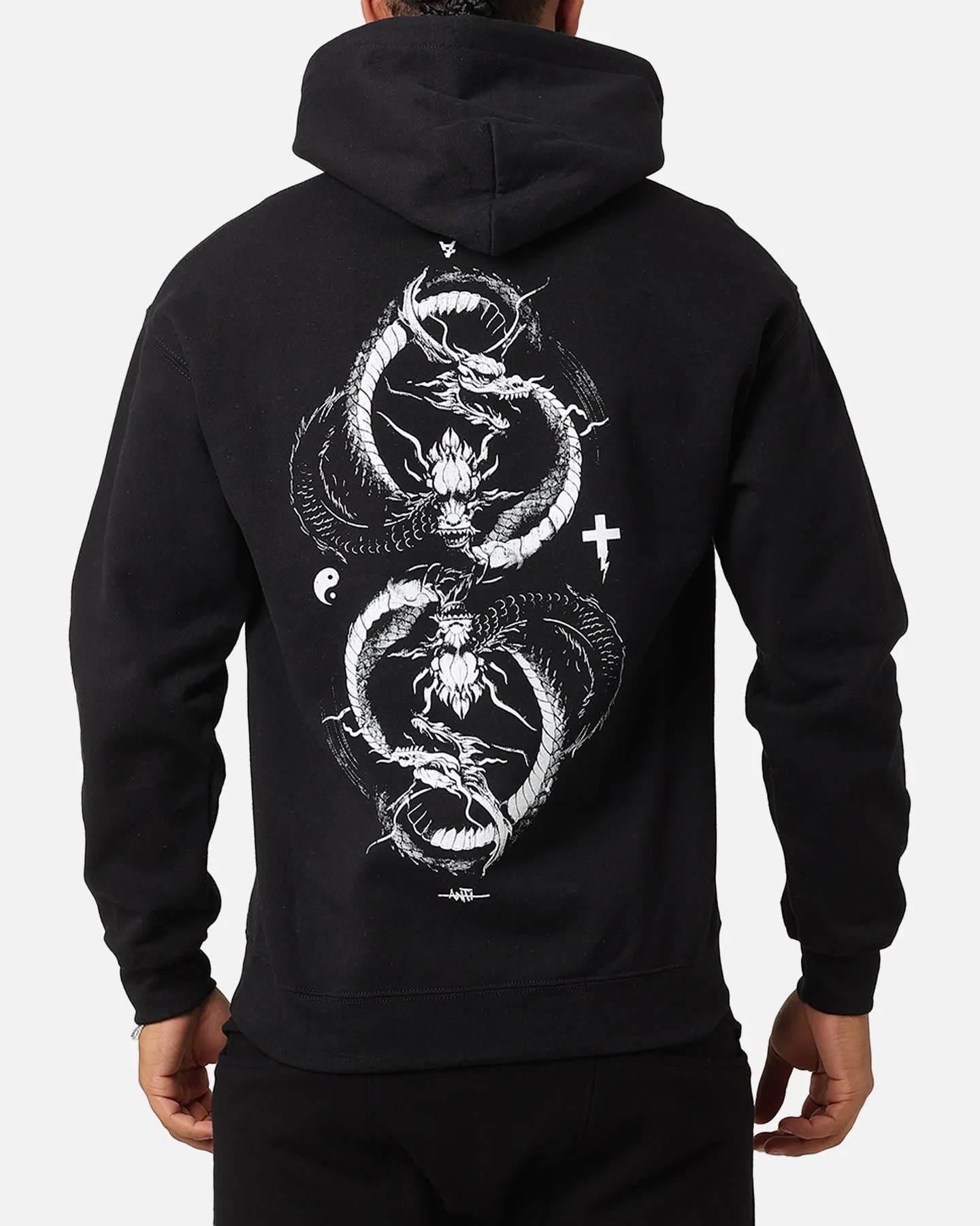 Sporty Design The Anti Order Double Dragon Hoodie Black/White