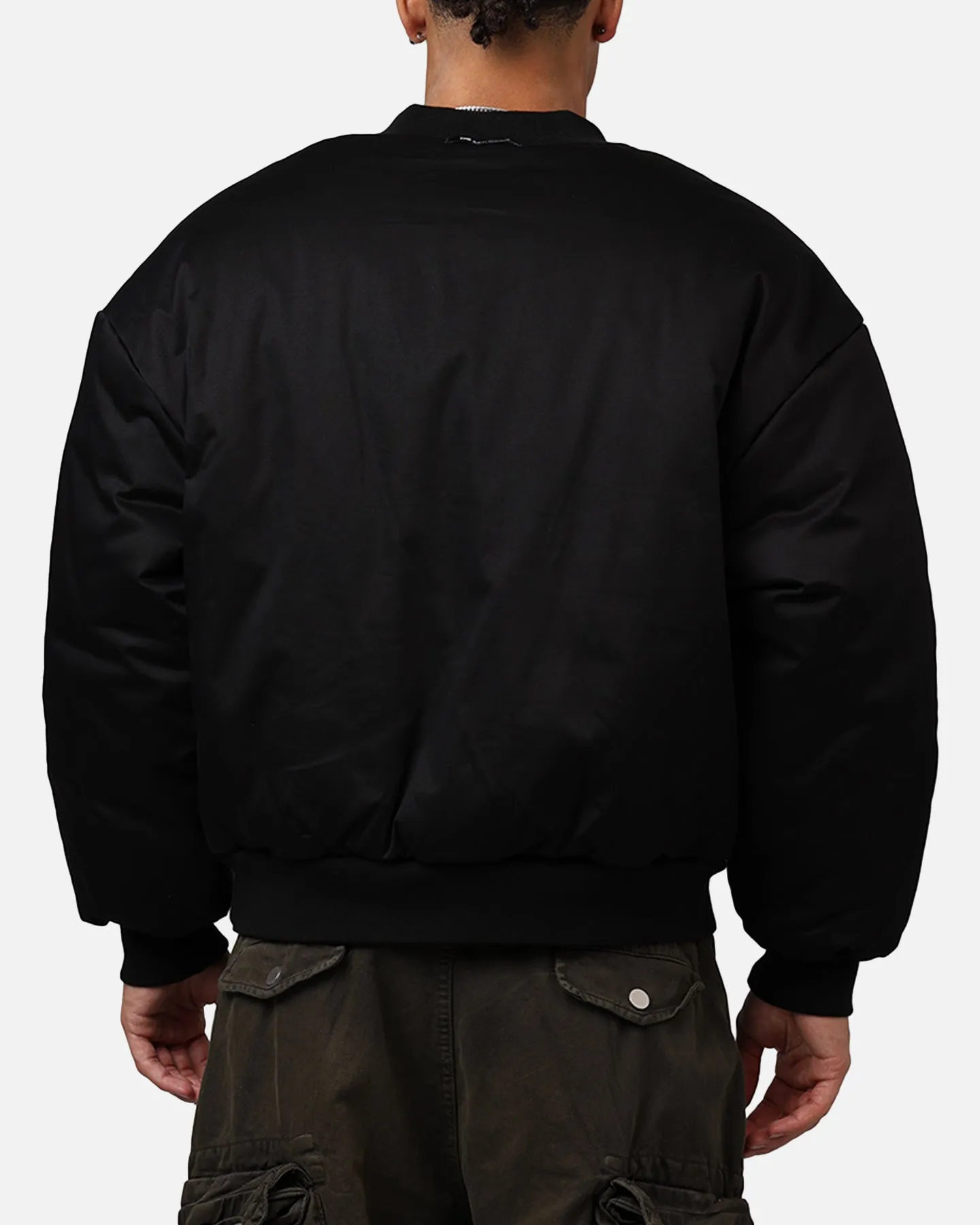 SnapFasteners snap-up The Anti Order Oversized Cropped Bomber Jacket Black