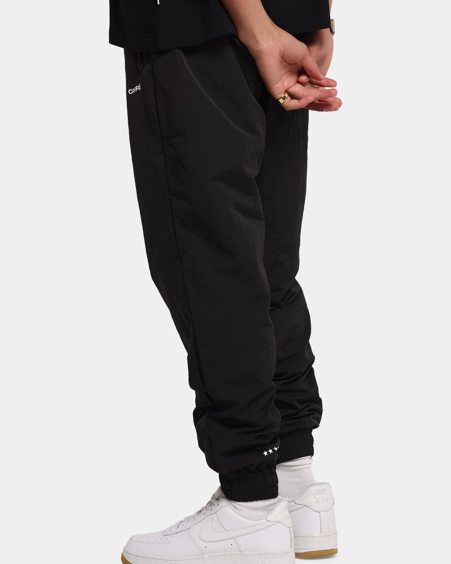 Stretchable Design Travel Fit Carre Star Shooter Track Pant Black