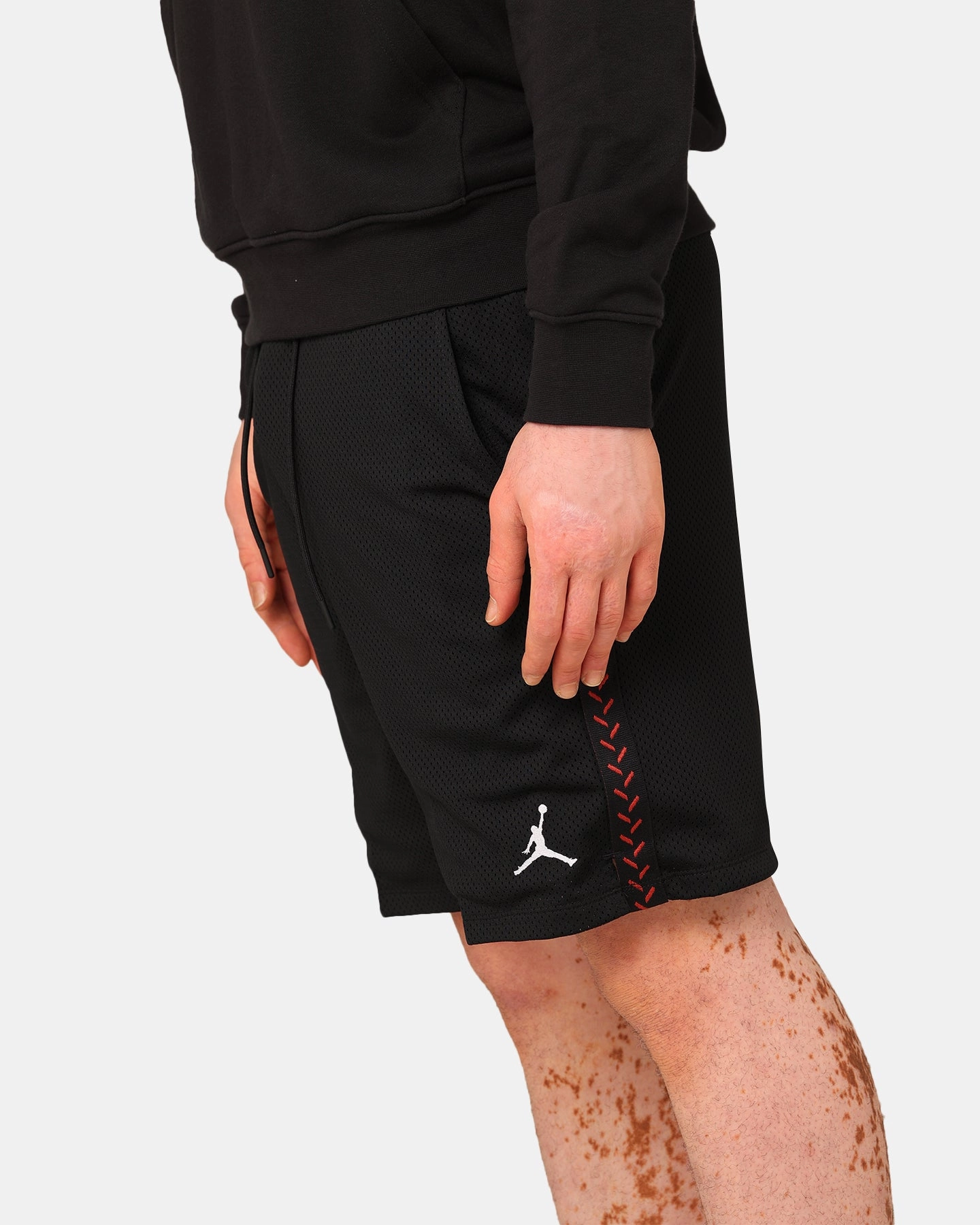 fade resistant color Jordan Flight MVP Mesh Shorts Black/Dune Red