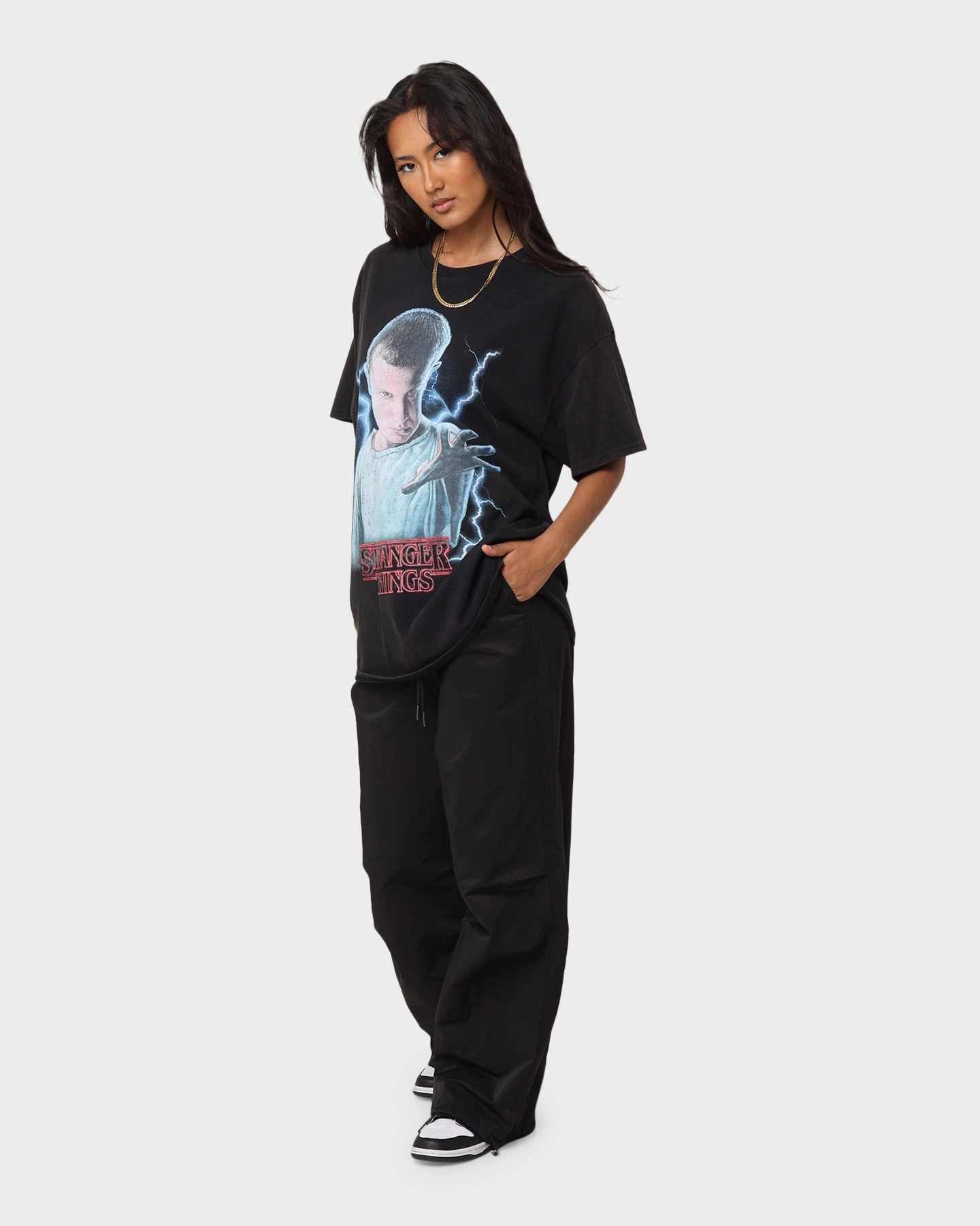 Goat Crew X Stranger Things Eleven Premium Vintage T-Shirt Black Wash sports performance