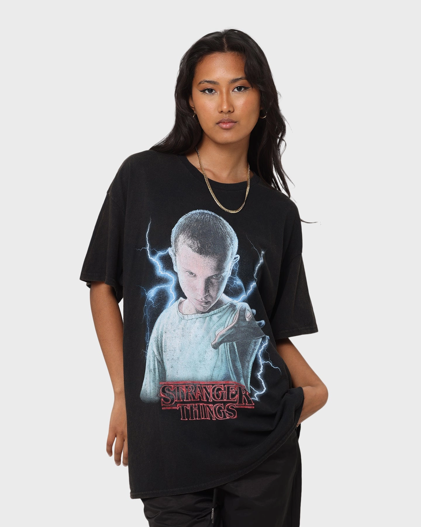 Indoor clothing certified Goat Crew X Stranger Things Eleven Premium Vintage T-Shirt Black Wash