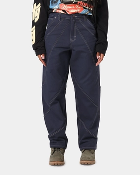 Honor The Gift Racing Panel Pants Navy Adjustable Waist Elegant Party Look Winter Warmth