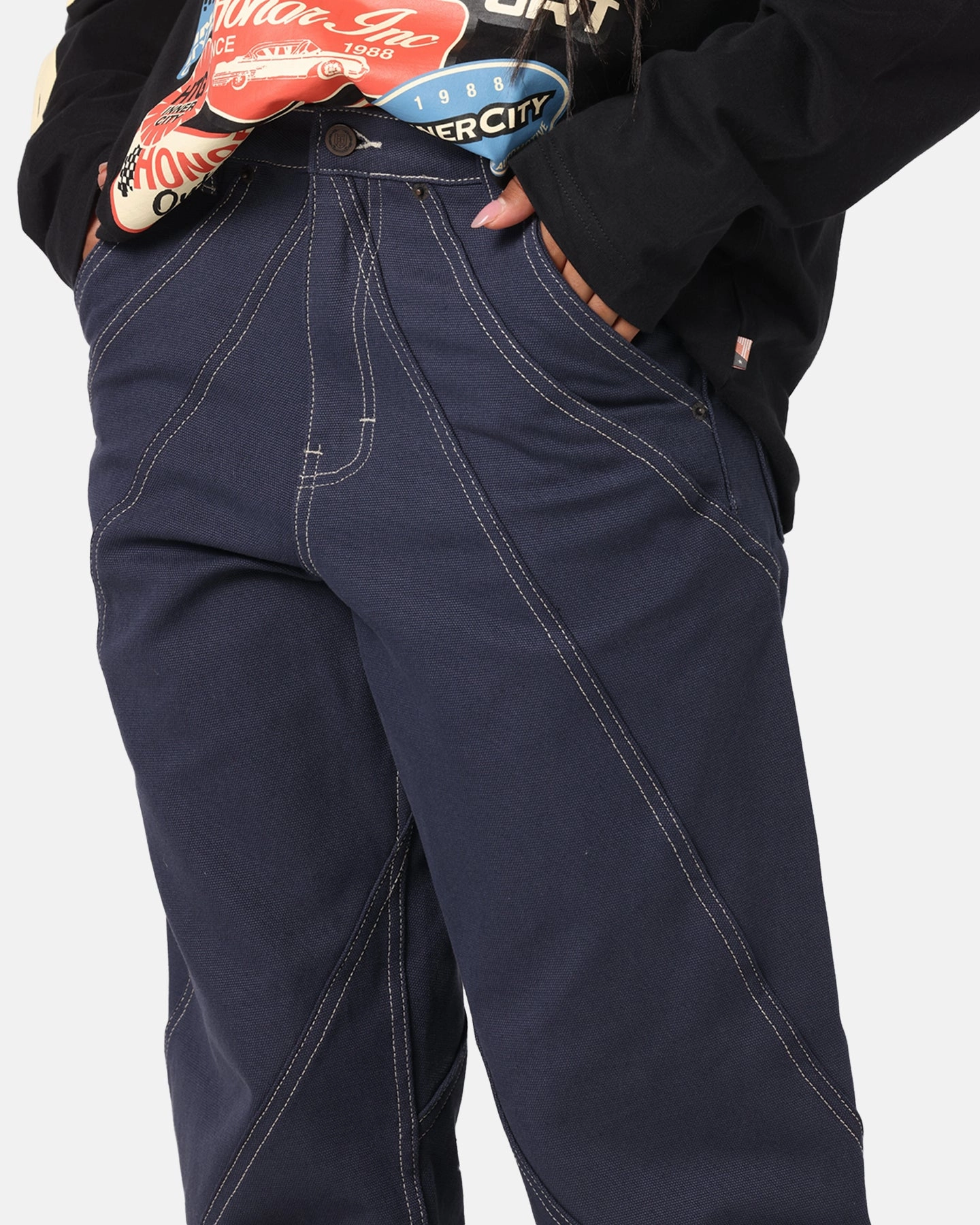 Honor The Gift Racing Panel Pants Navy Relaxed Style Work Ready Outdoor Enthusiast