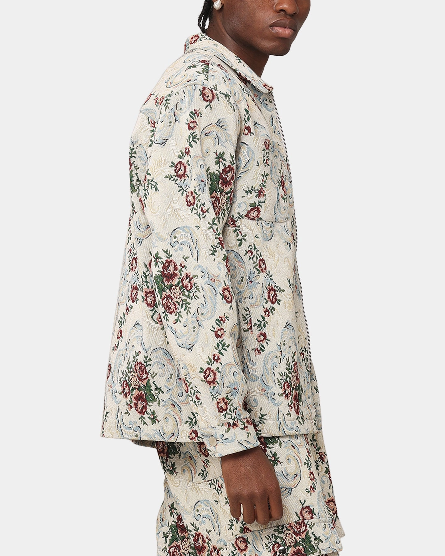 mid-length XXIII Floral Jacquard Jacket White Antique