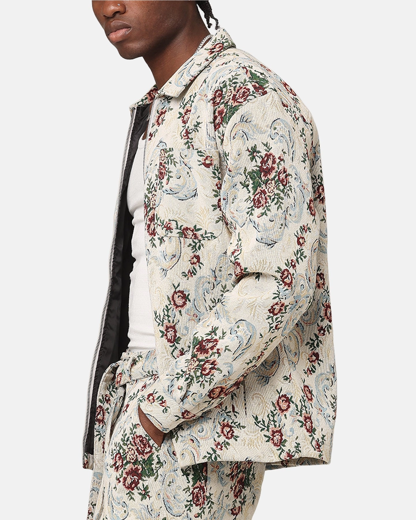 XXIII Floral Jacquard Jacket White Antique Stylish