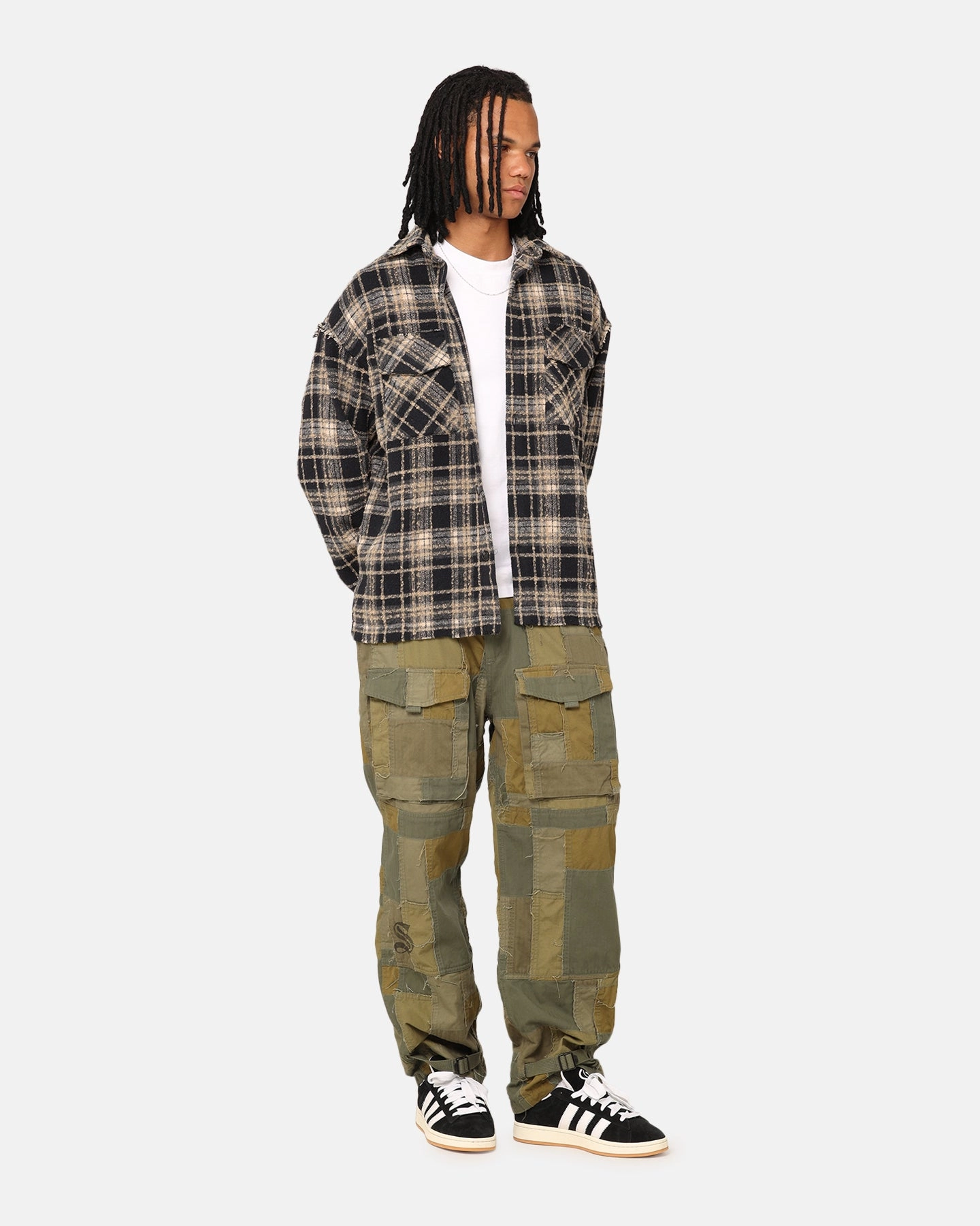 autumn clothing XXIII Distressed Flannel Jacket Navy/Cream