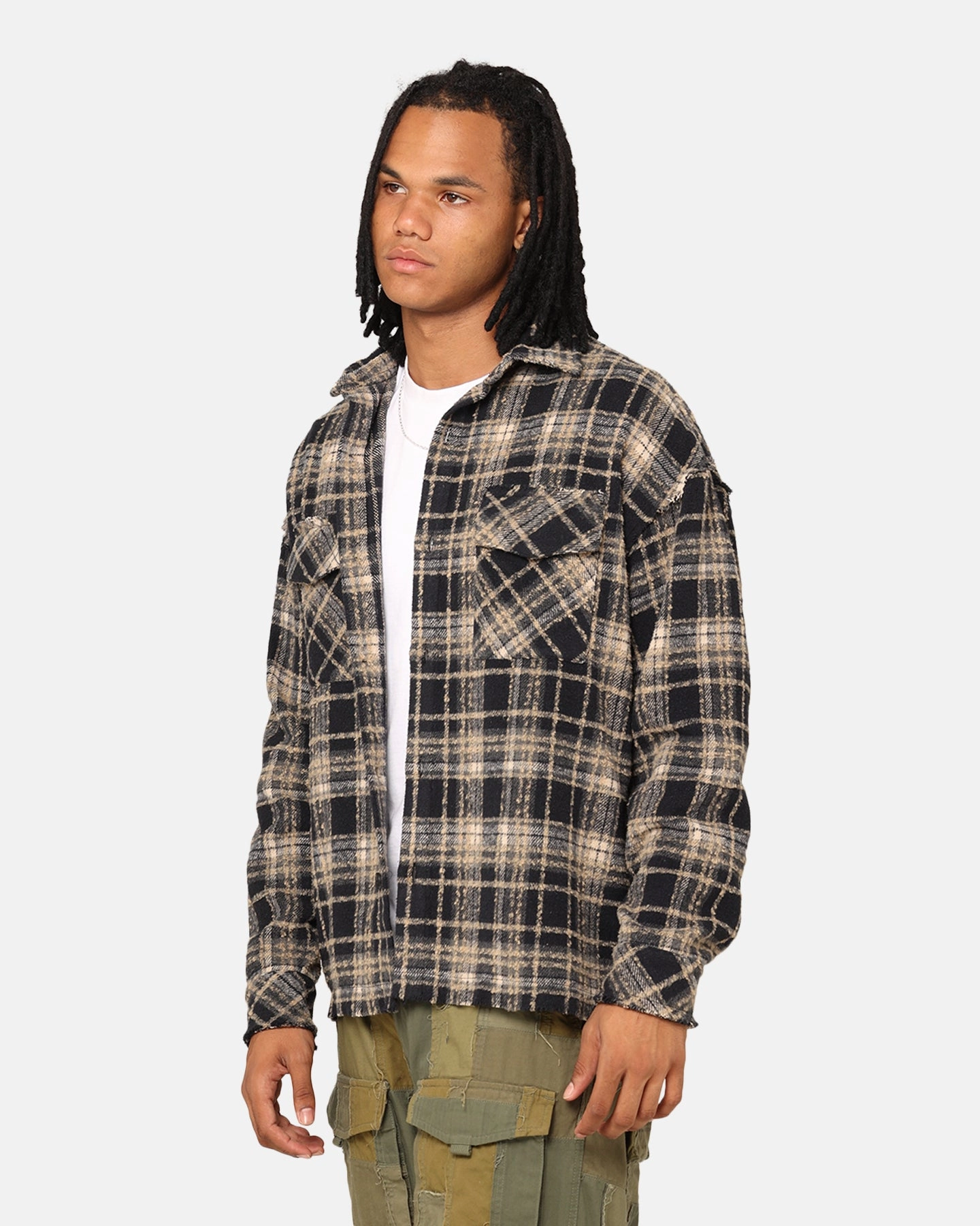 All-Season Wear XXIII Distressed Flannel Jacket Navy/Cream