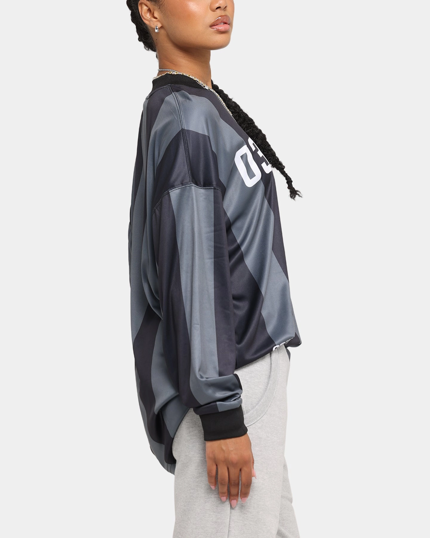 Carre Academy Oversized Long Sleeve T-Shirt Black/Grey TearResistant Fabric ReinforcedHems