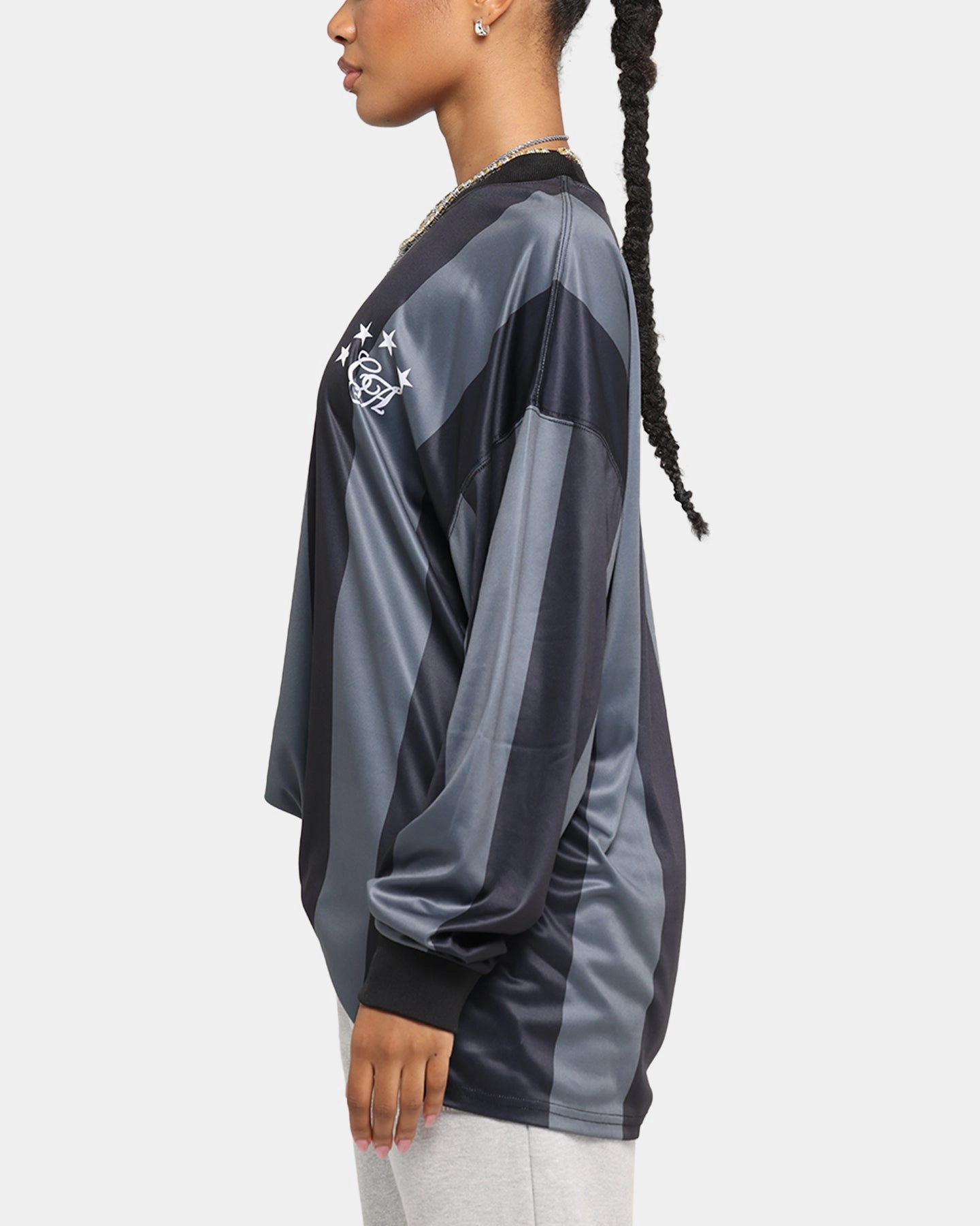 Casual Layers Sporty Design Carre Academy Oversized Long Sleeve T-Shirt Black/Grey