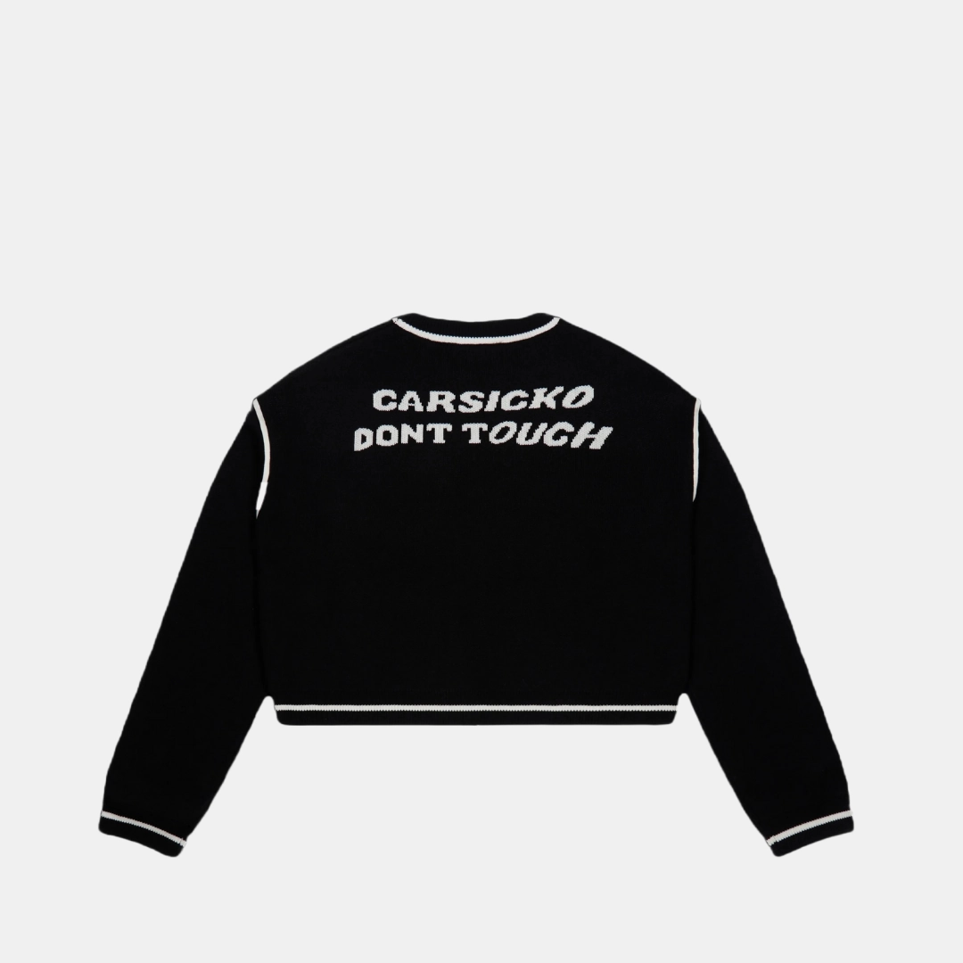 thermal DoubleStitchedEdges Carsicko Don't Touch Knit Sweater - Black / White