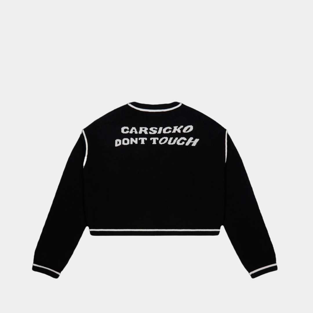 Streetwear Style Carsicko Don't Touch Knit Sweater - Black / White