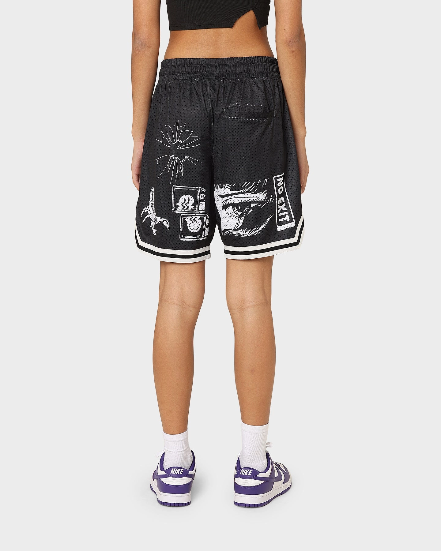 Airy Touch runners Goat Crew Patchwork Shorts Black/White