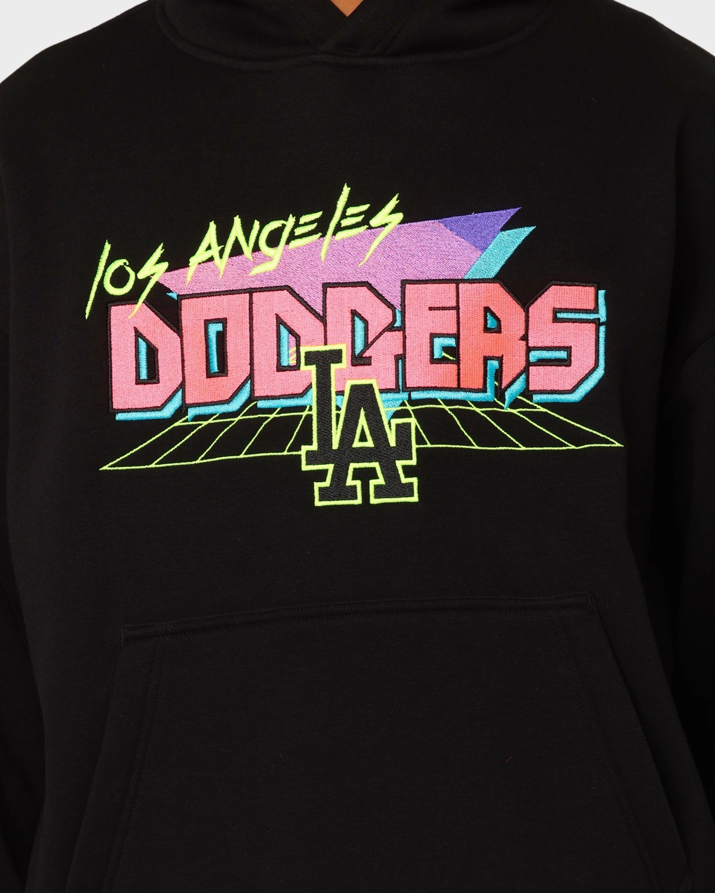 LayeredComfort Stretch Panels New Era Los Angeles Dodgers Retro Arcade Hoodie Black