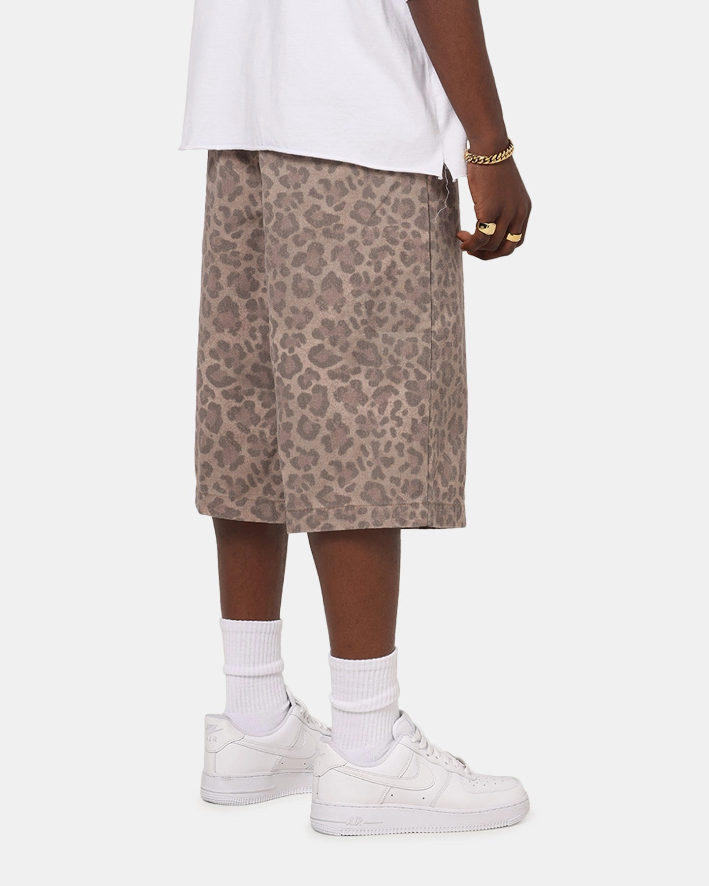 Beach Vibes Trendy Fashion Playboy All Over Print Shorts Leopard Beige