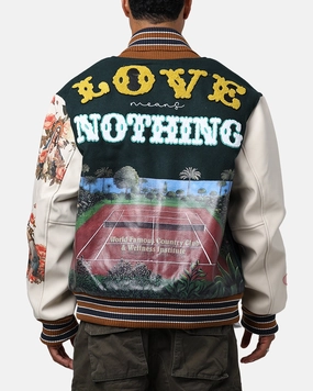 Frictionless Cuffs Windproof Barrier Lifted Anchors "Kournikova" Varsity Tennis Jacket Deep Green