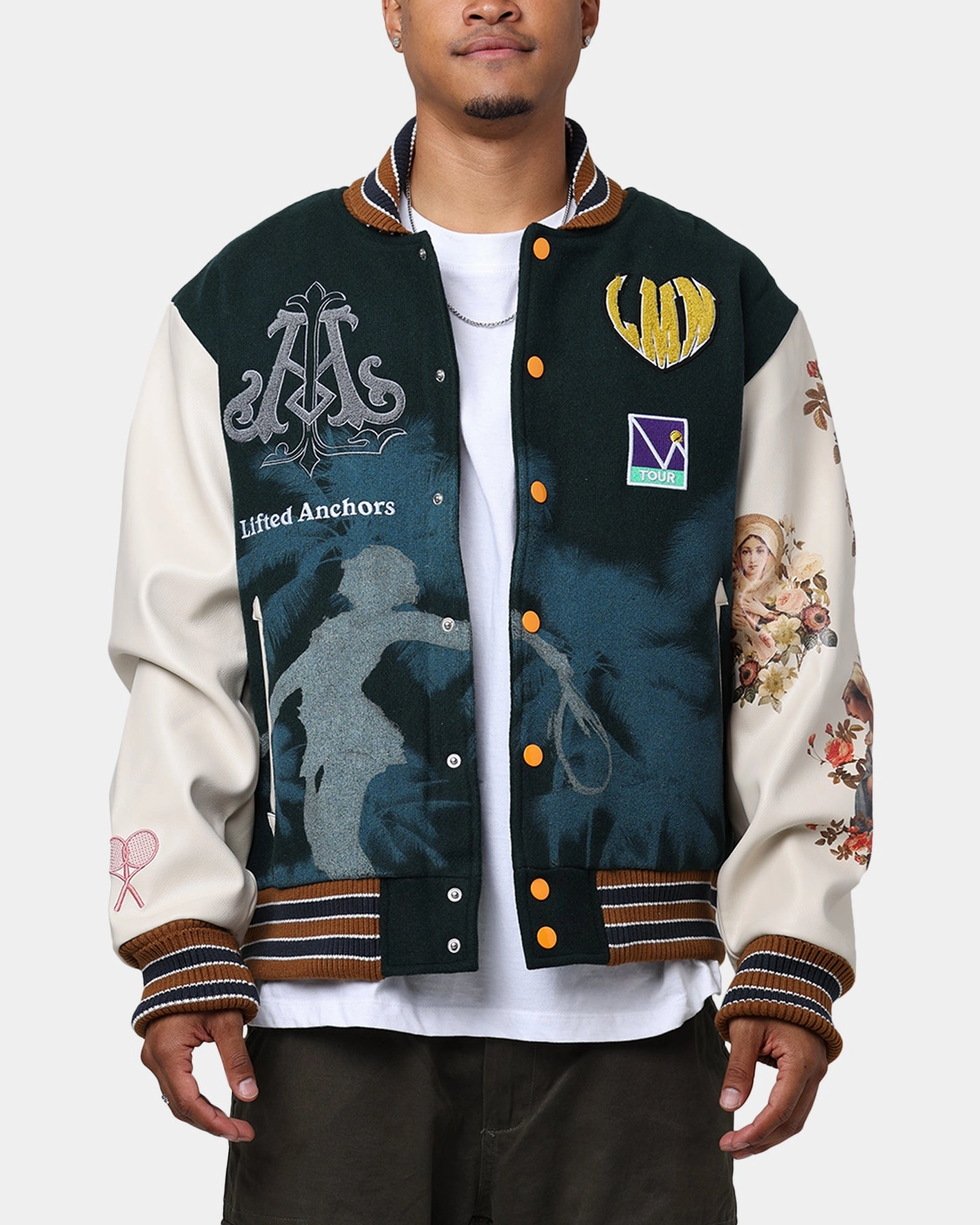Lifted Anchors "Kournikova" Varsity Tennis Jacket Deep Green Heat Reflective Tech