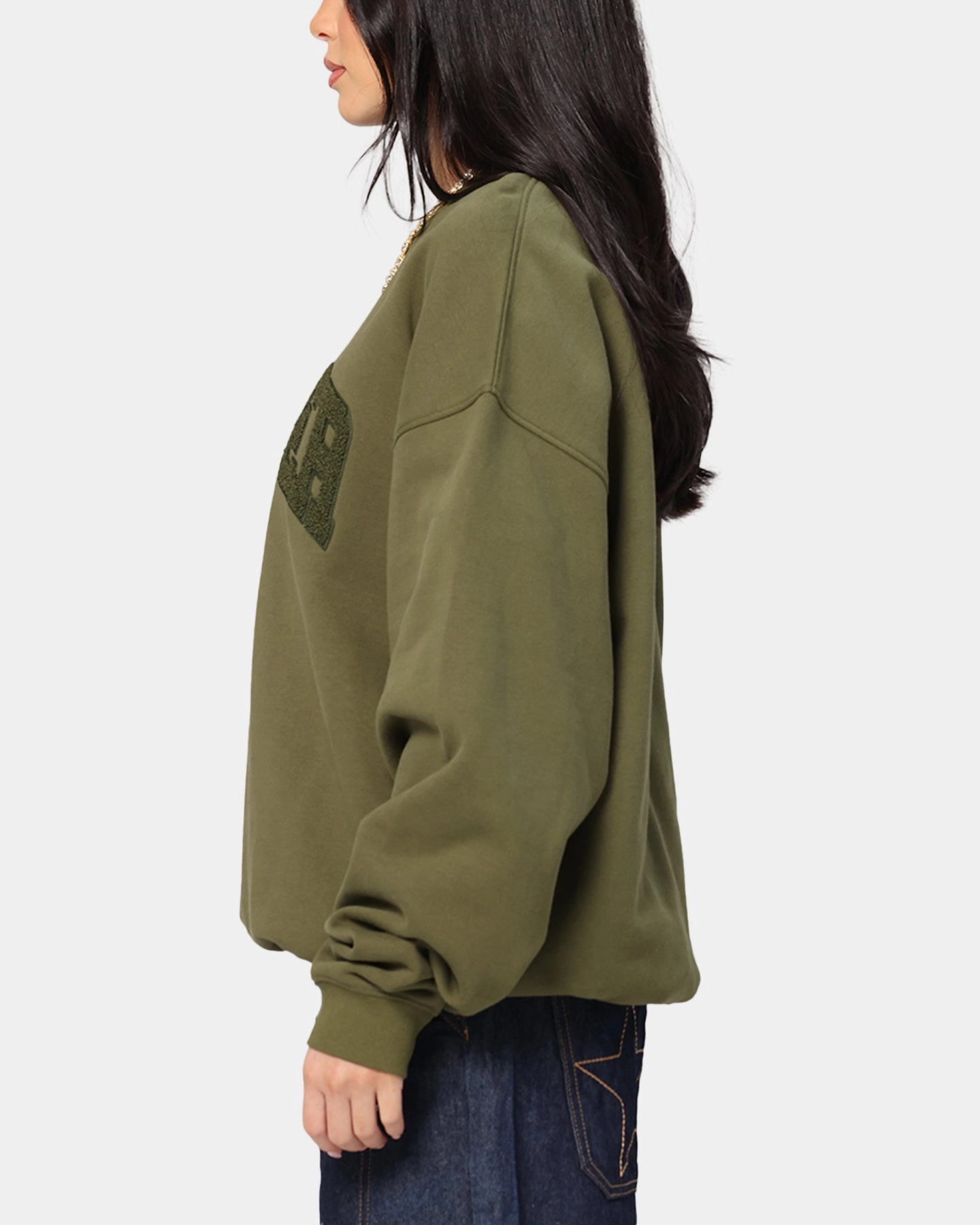 Soft Knitwear Comfy and Stylish Loiter Arch Premium Crewneck Khaki