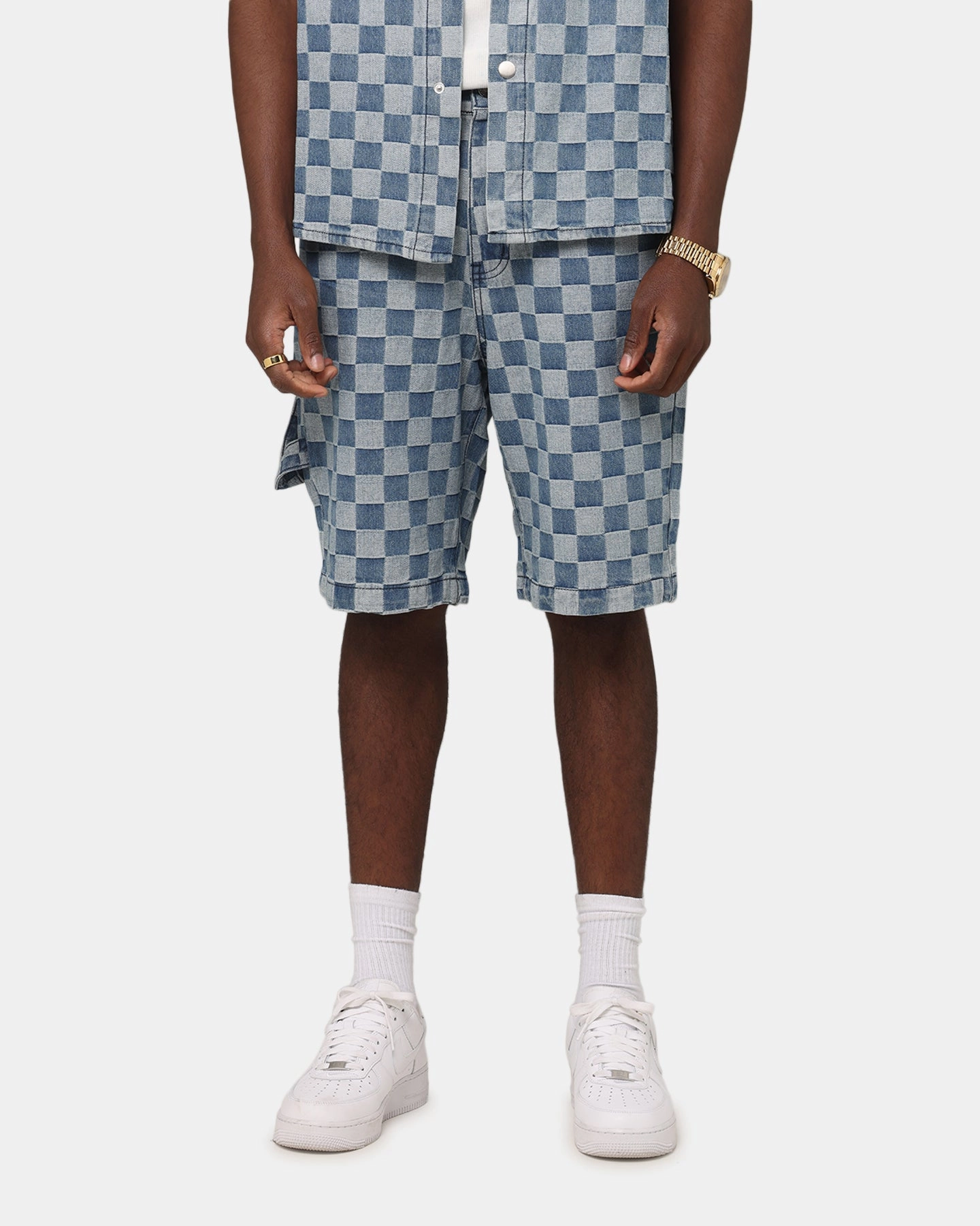 Functional Waist XXIII Checker Board Jort Blue