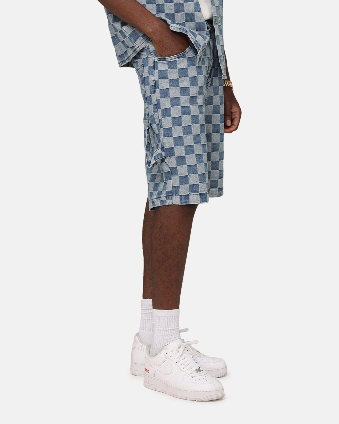 XXIII Checker Board Jort Blue Rayon drape All Occasion