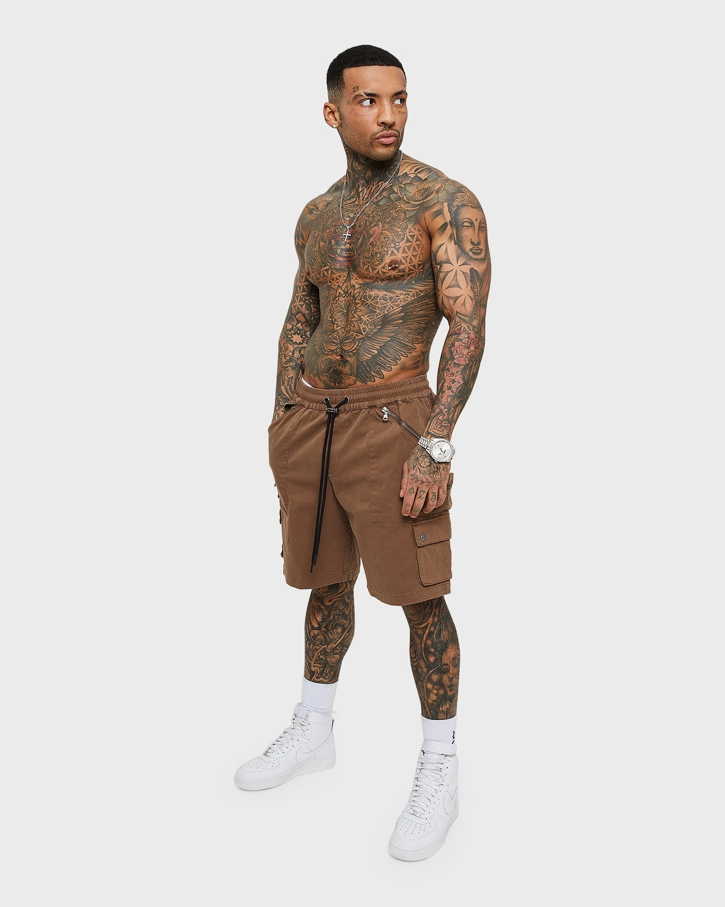 Saint Morta Desolation Cargo Short Brown High-End Quality Smooth Texture