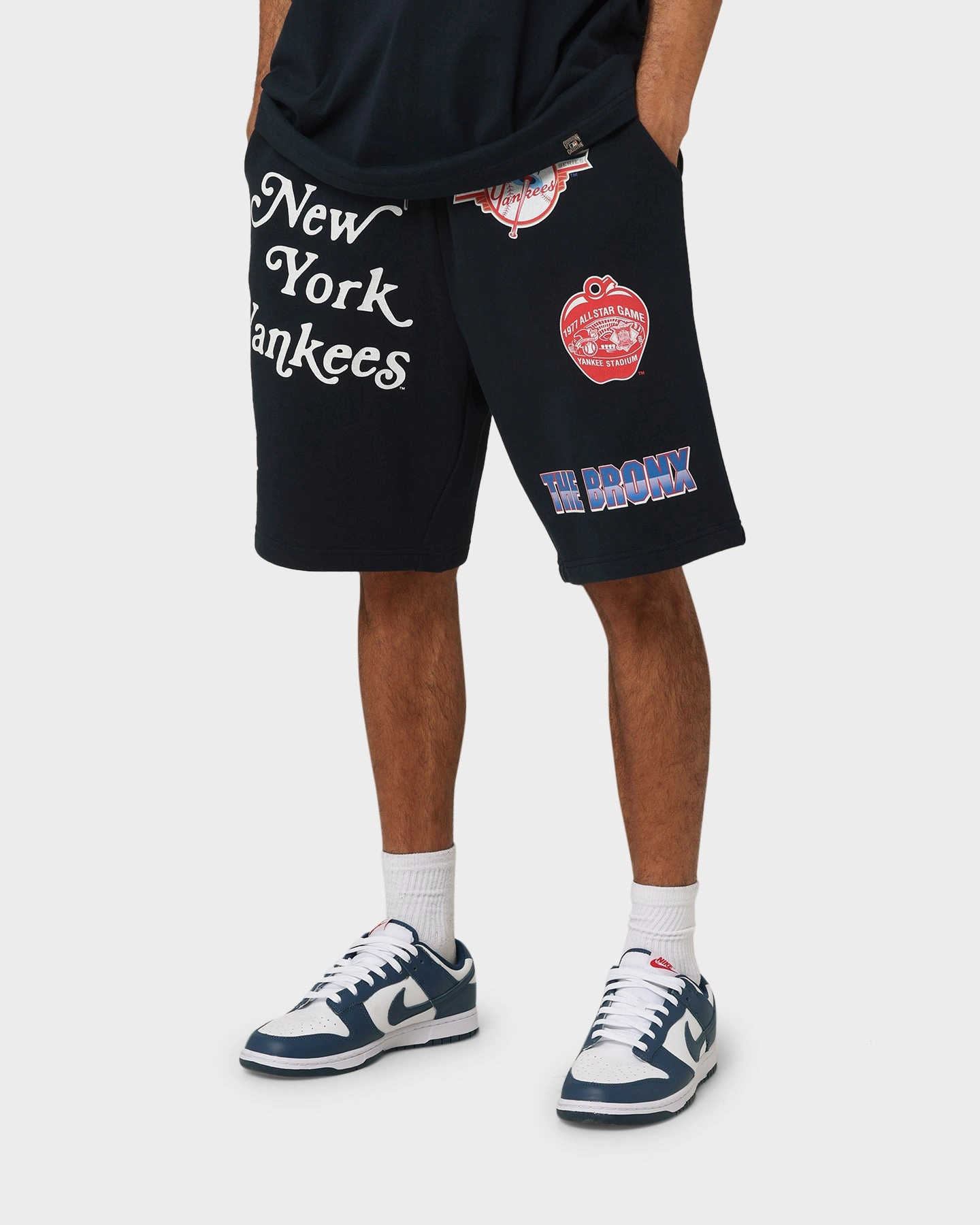 Majestic Athletic New York Yankees Puff Print Patch Fleece Shorts True Navy back-to-school