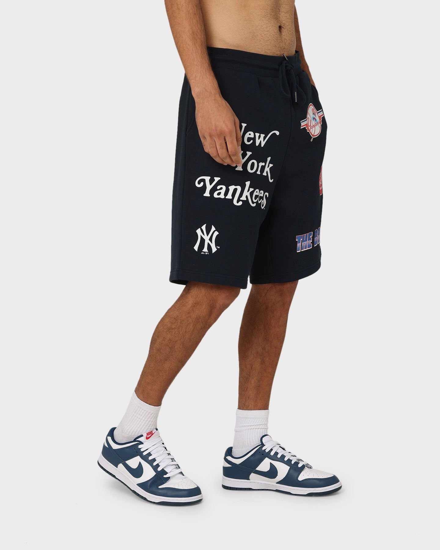 Active Fit Mother's Day gift Majestic Athletic New York Yankees Puff Print Patch Fleece Shorts True Navy