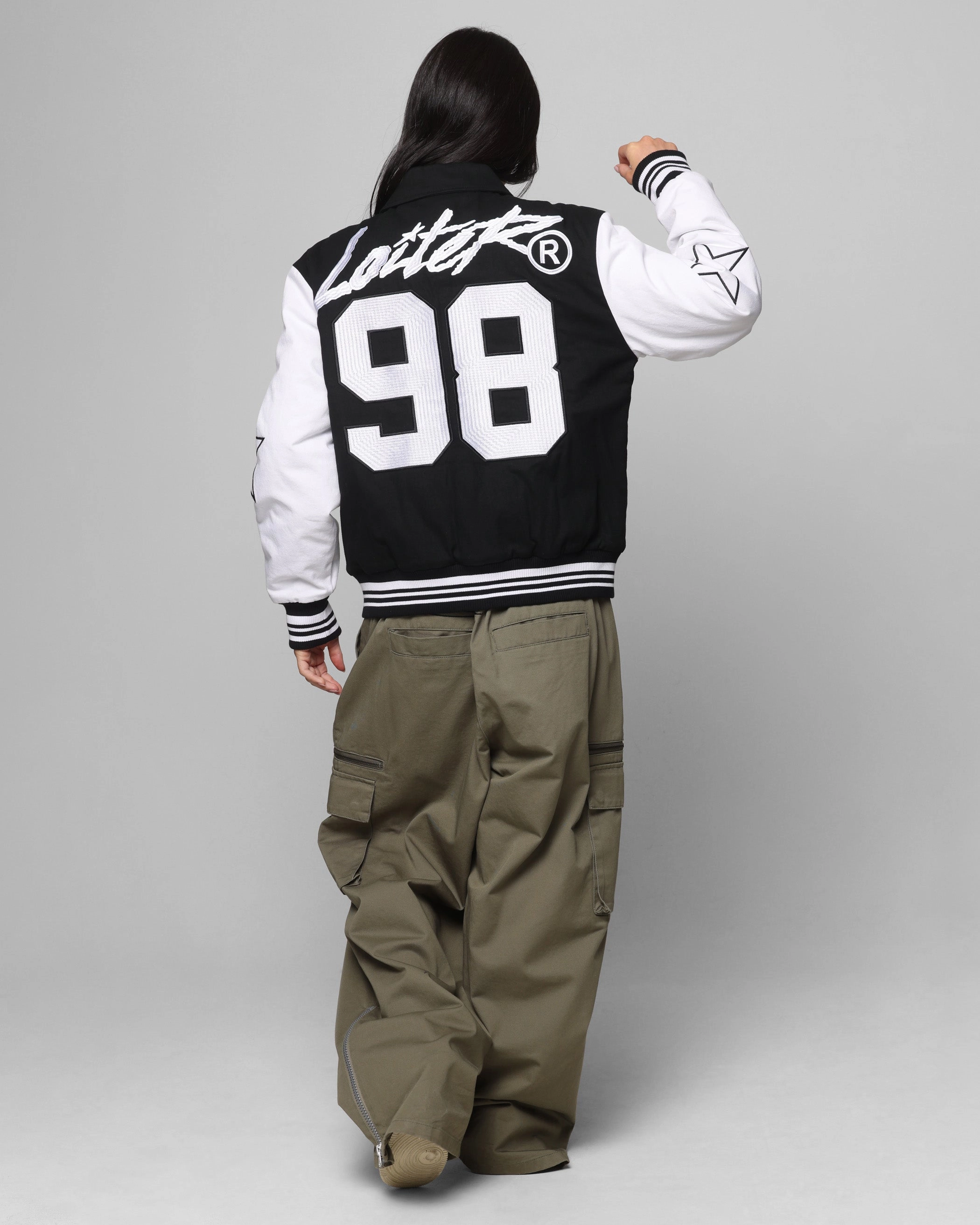 Loiter Vice City Varsity Jacket Black/White Sport Comfort
