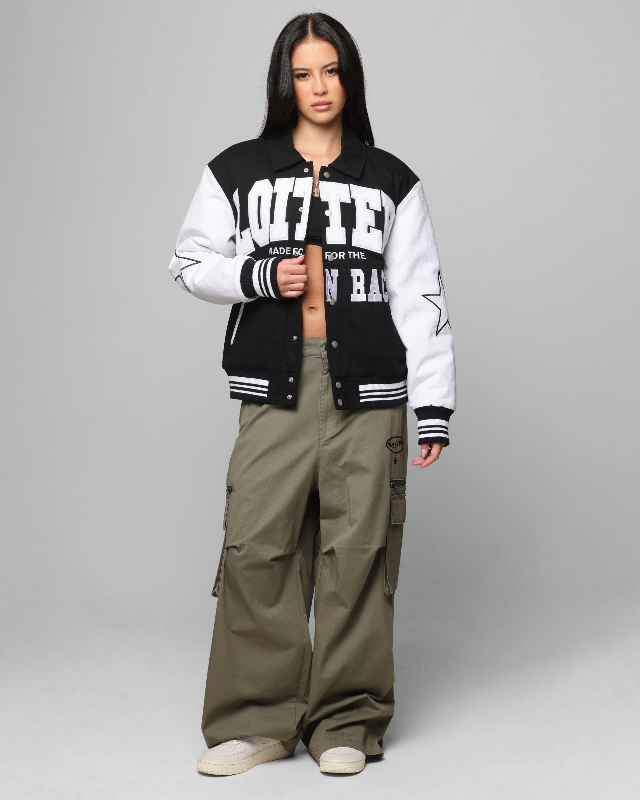 Loiter Vice City Varsity Jacket Black/White Closet Service