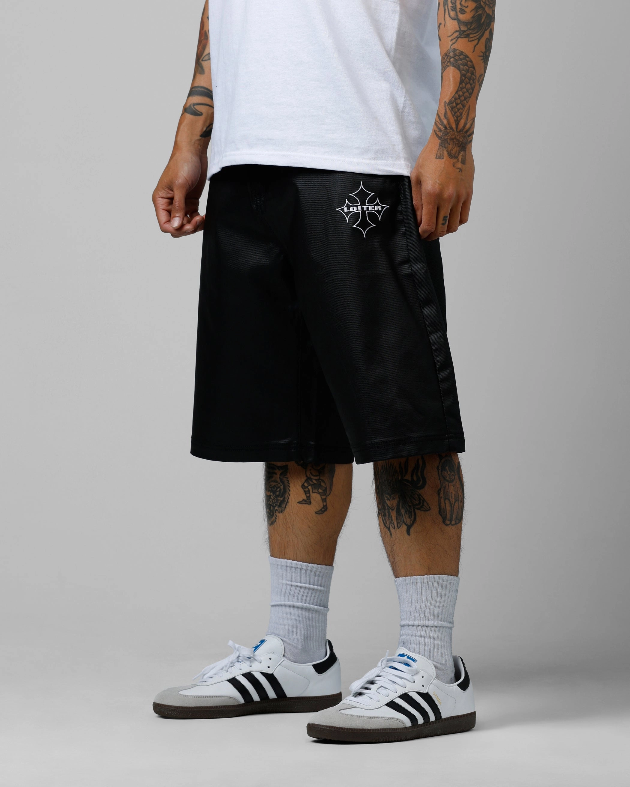 Loiter F-16 Denim Jorts Black media industry Daywear