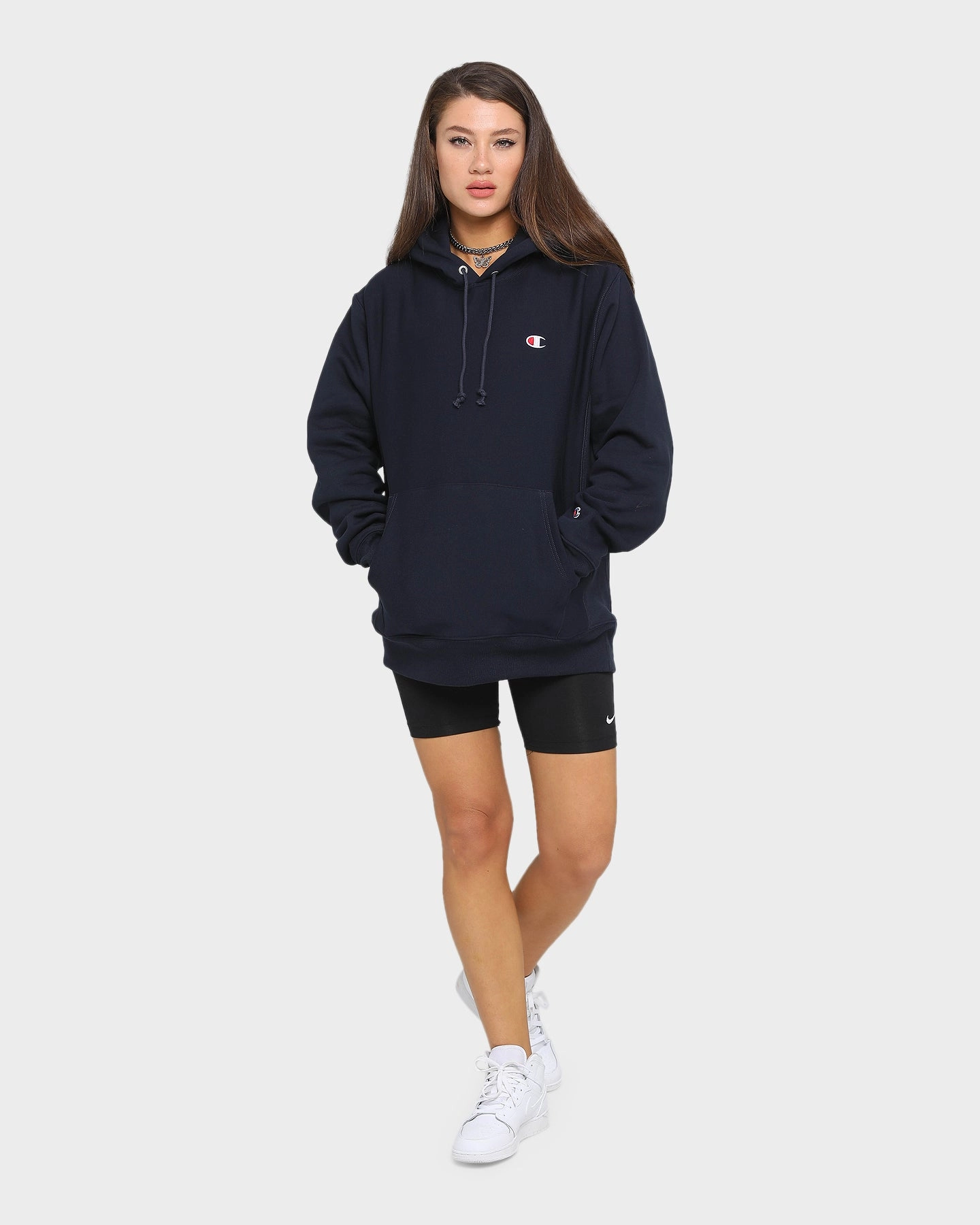 Anti Snag Zipper Pulls Champion Rev Weave Hoodie Navy