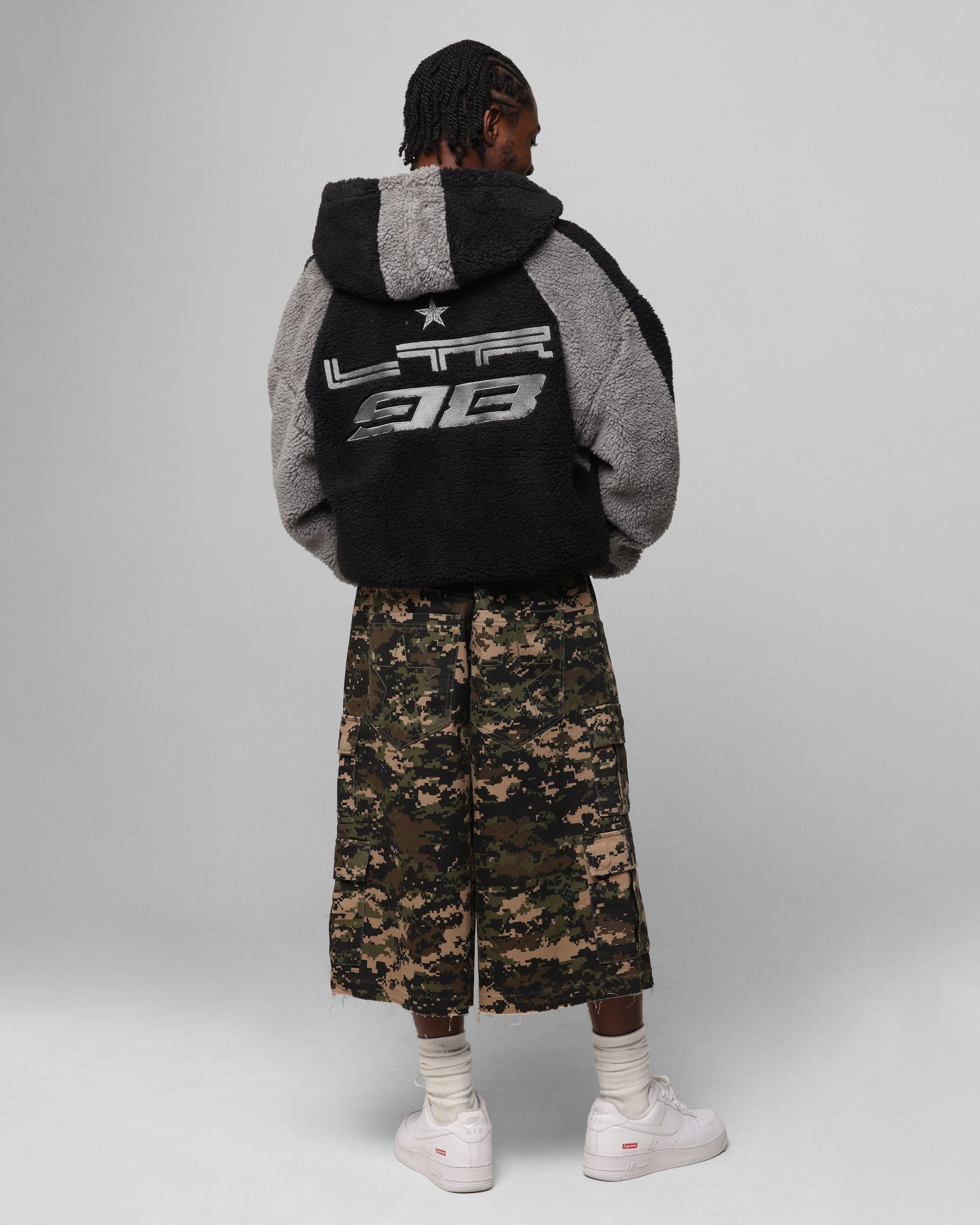 Loiter Speedway Fleece Jacket Black/Grey Taped Edges Teens