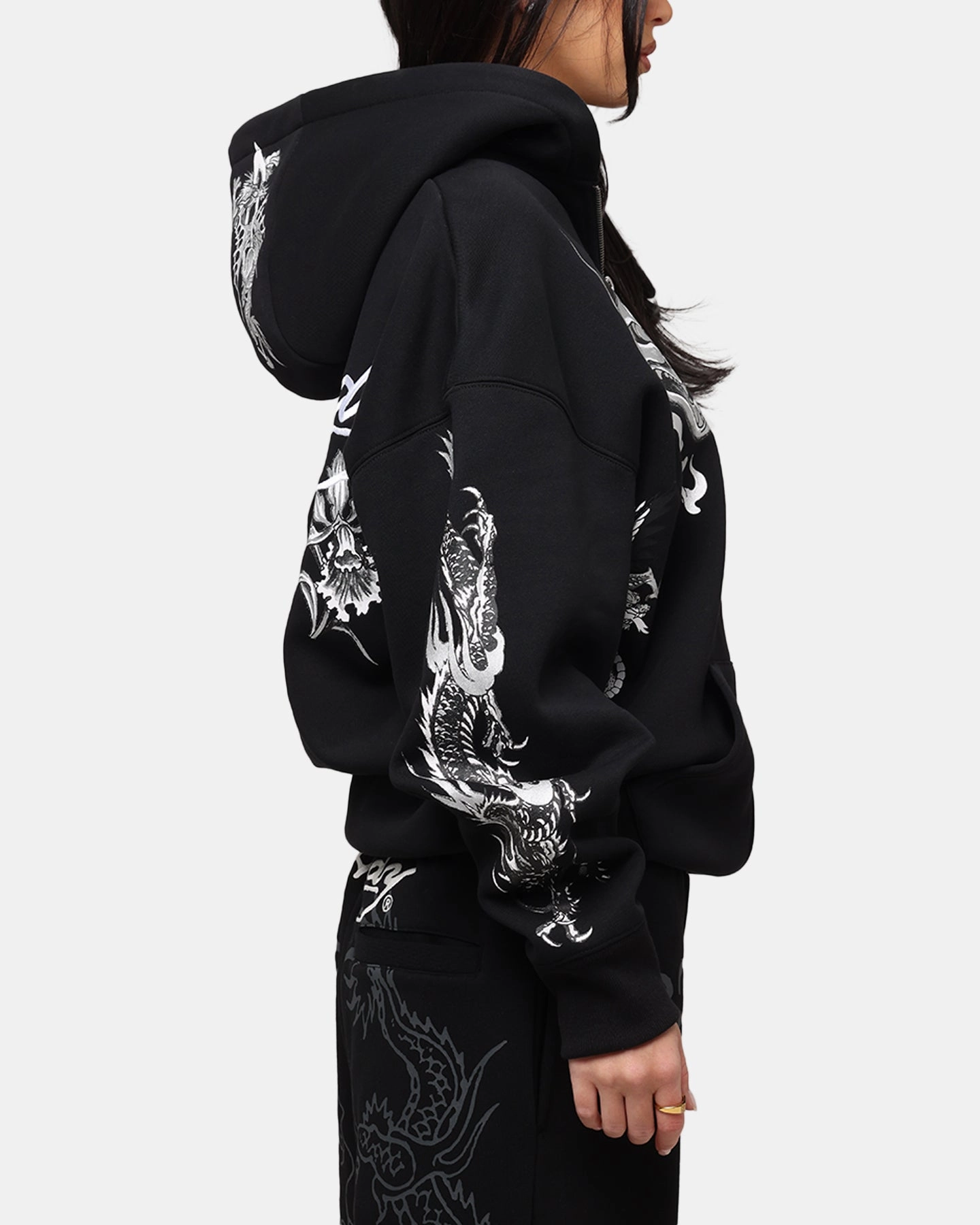 Ed Hardy Floral Zip Hoodie Black Llama like