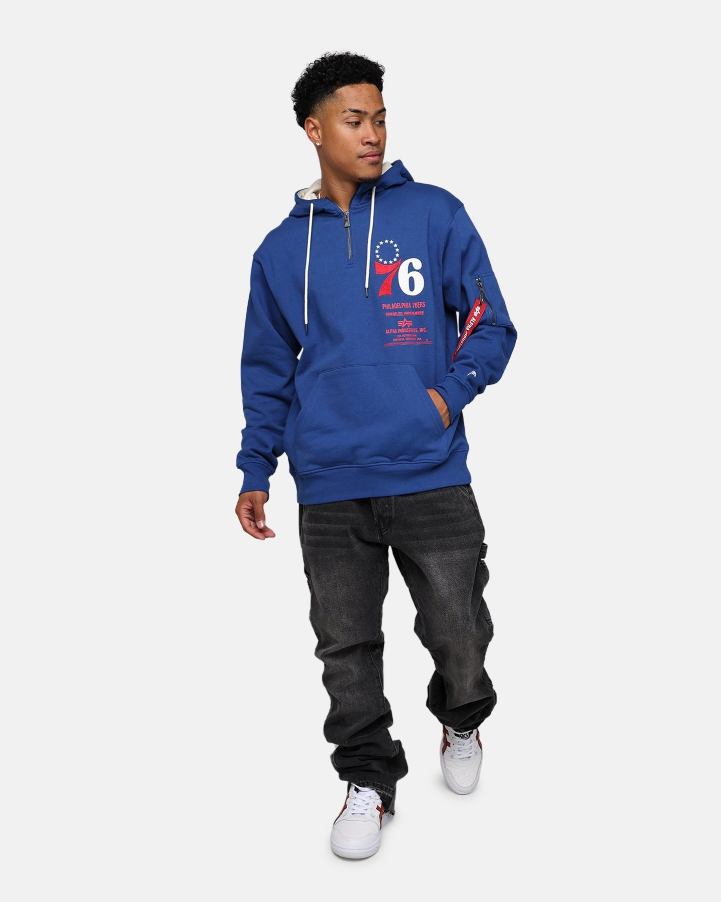 New Era X Alpha Industries Philadelphia 76ers Zipper Hoodie Blue Protective Layering